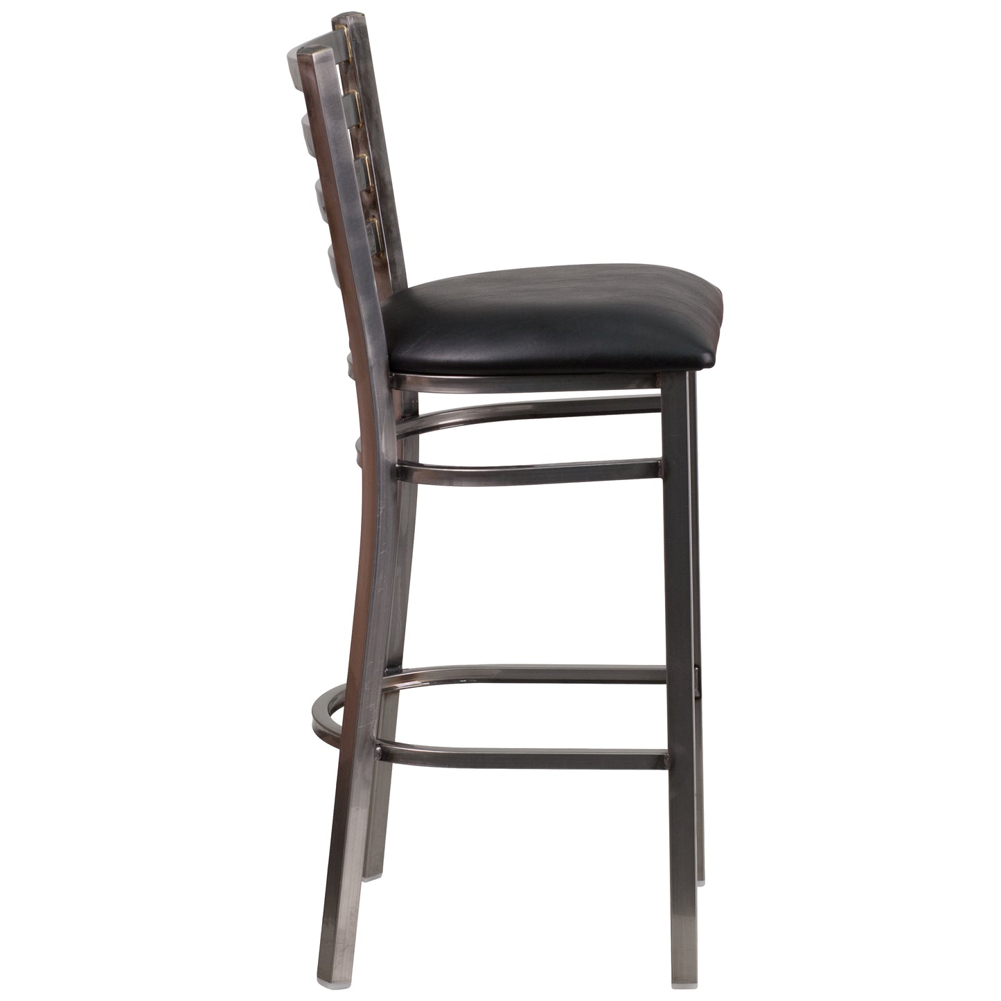 Clear Ladder Stool-Black Seat XU-DG697BLAD-CLR-BAR-BLKV-GG