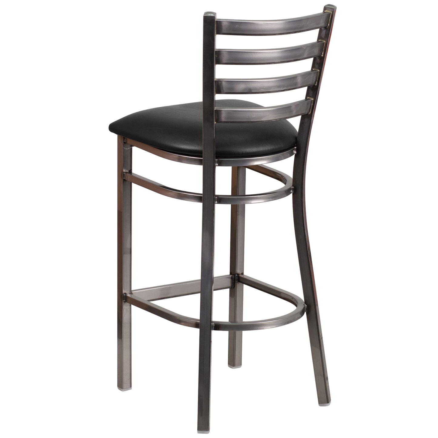 Clear Ladder Stool-Black Seat XU-DG697BLAD-CLR-BAR-BLKV-GG