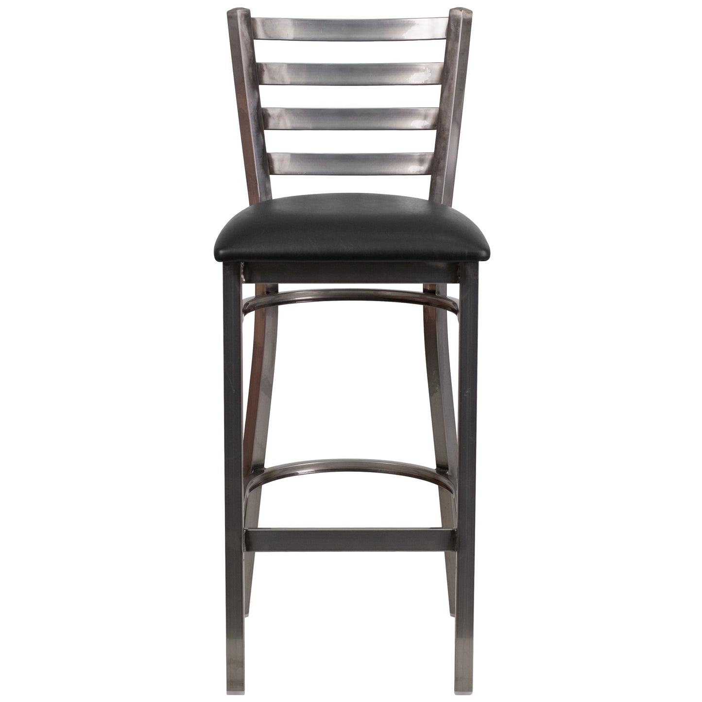 Clear Ladder Stool-Black Seat XU-DG697BLAD-CLR-BAR-BLKV-GG