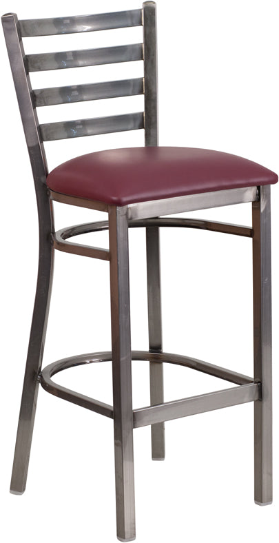 Clear Ladder Stool-Burg Seat XU-DG697BLAD-CLR-BAR-BURV-GG