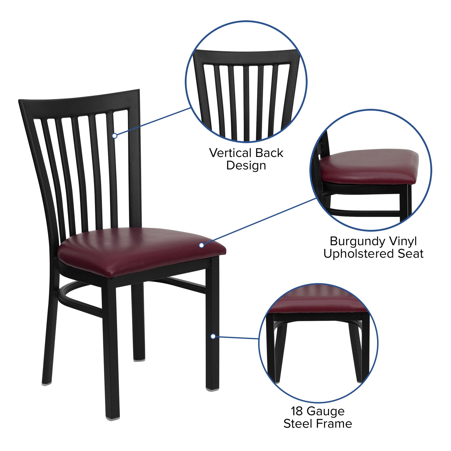 Black School Chair-Burg Seat XU-DG6Q4BSCH-BURV-GG