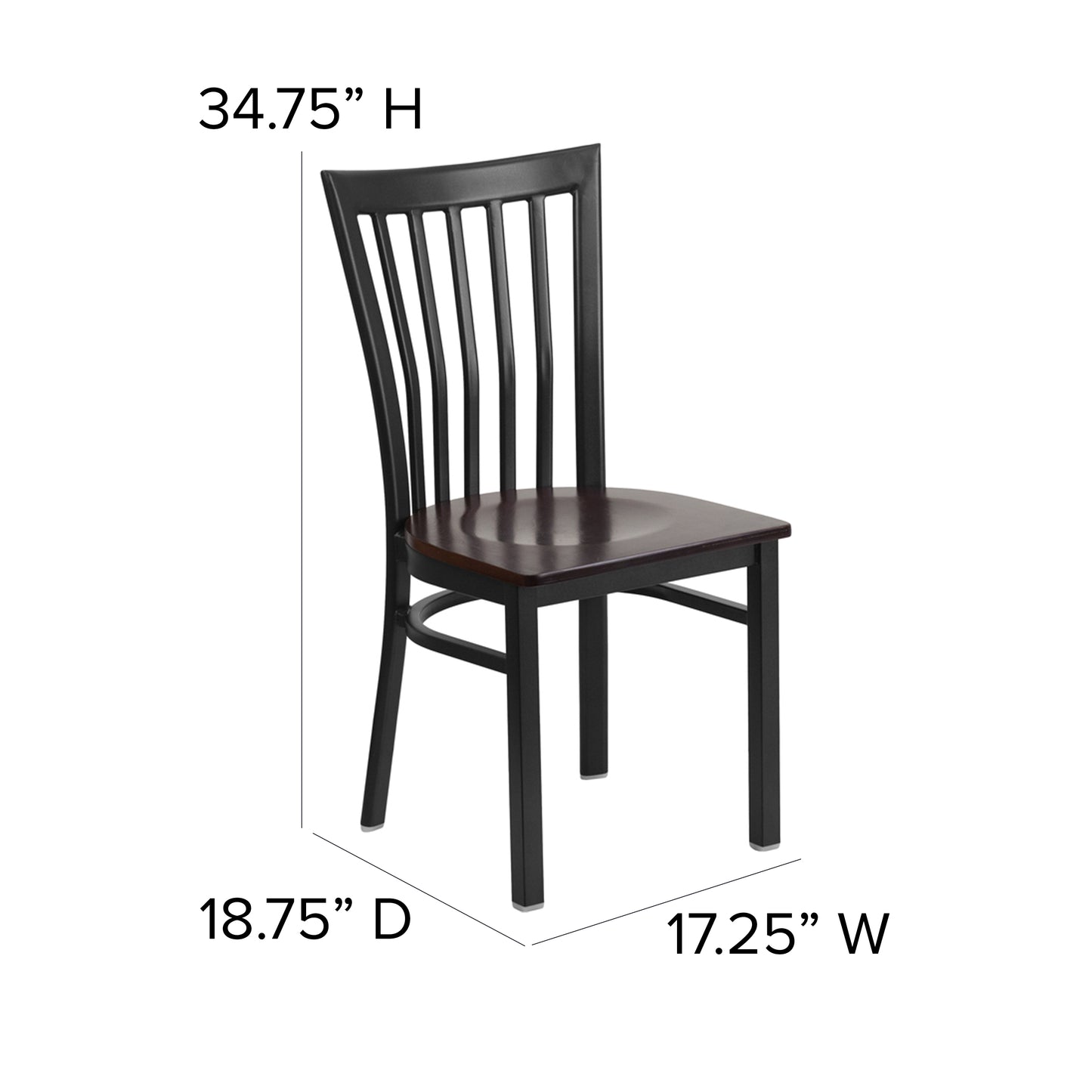 Black School Chair-Wal Seat XU-DG6Q4BSCH-WALW-GG