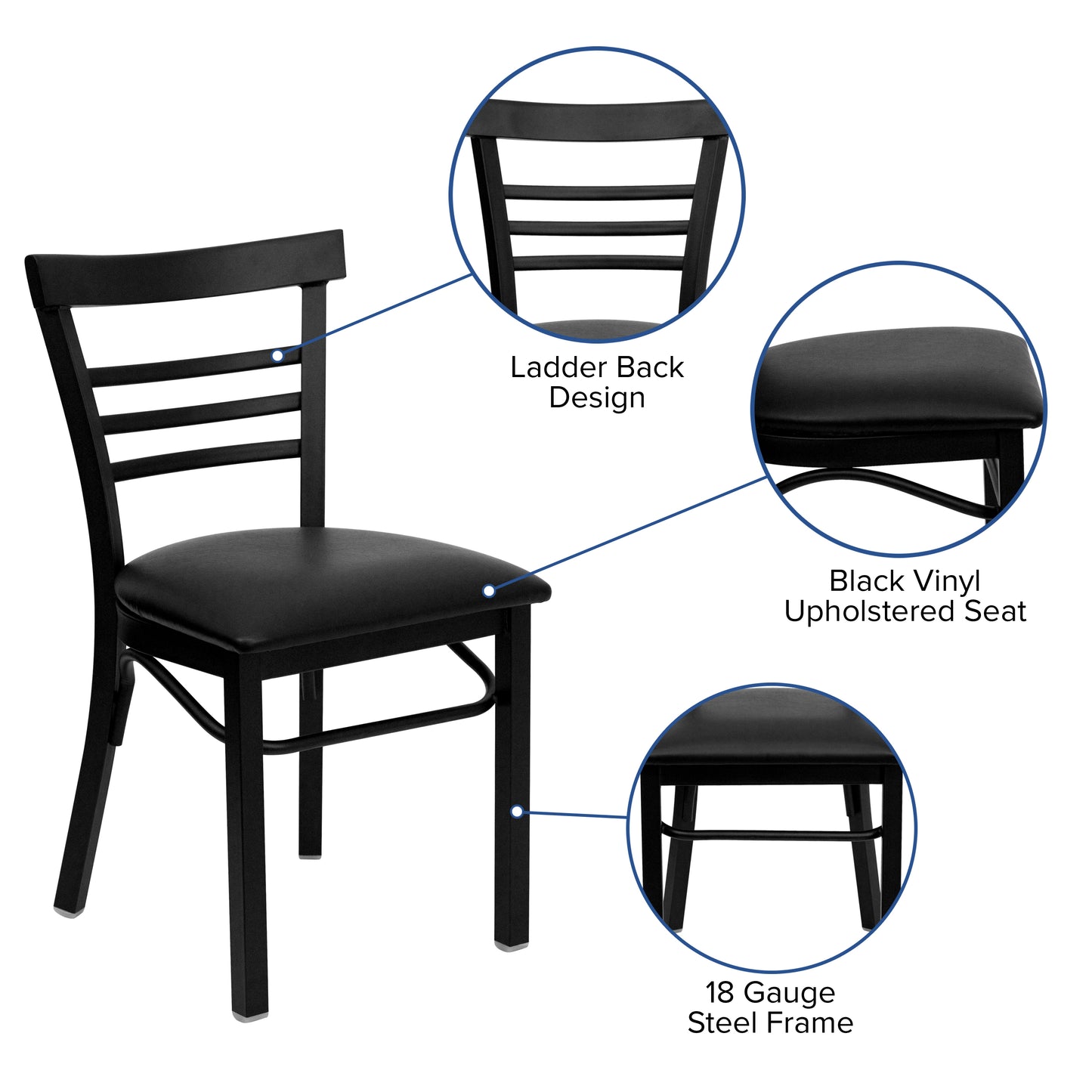 Black Ladder Chair-Black Seat XU-DG6Q6B1LAD-BLKV-GG