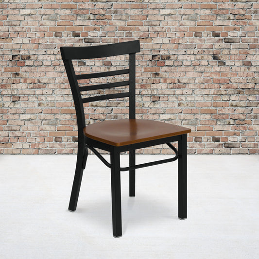 Black Ladder Chair-Cherry Seat XU-DG6Q6B1LAD-CHYW-GG