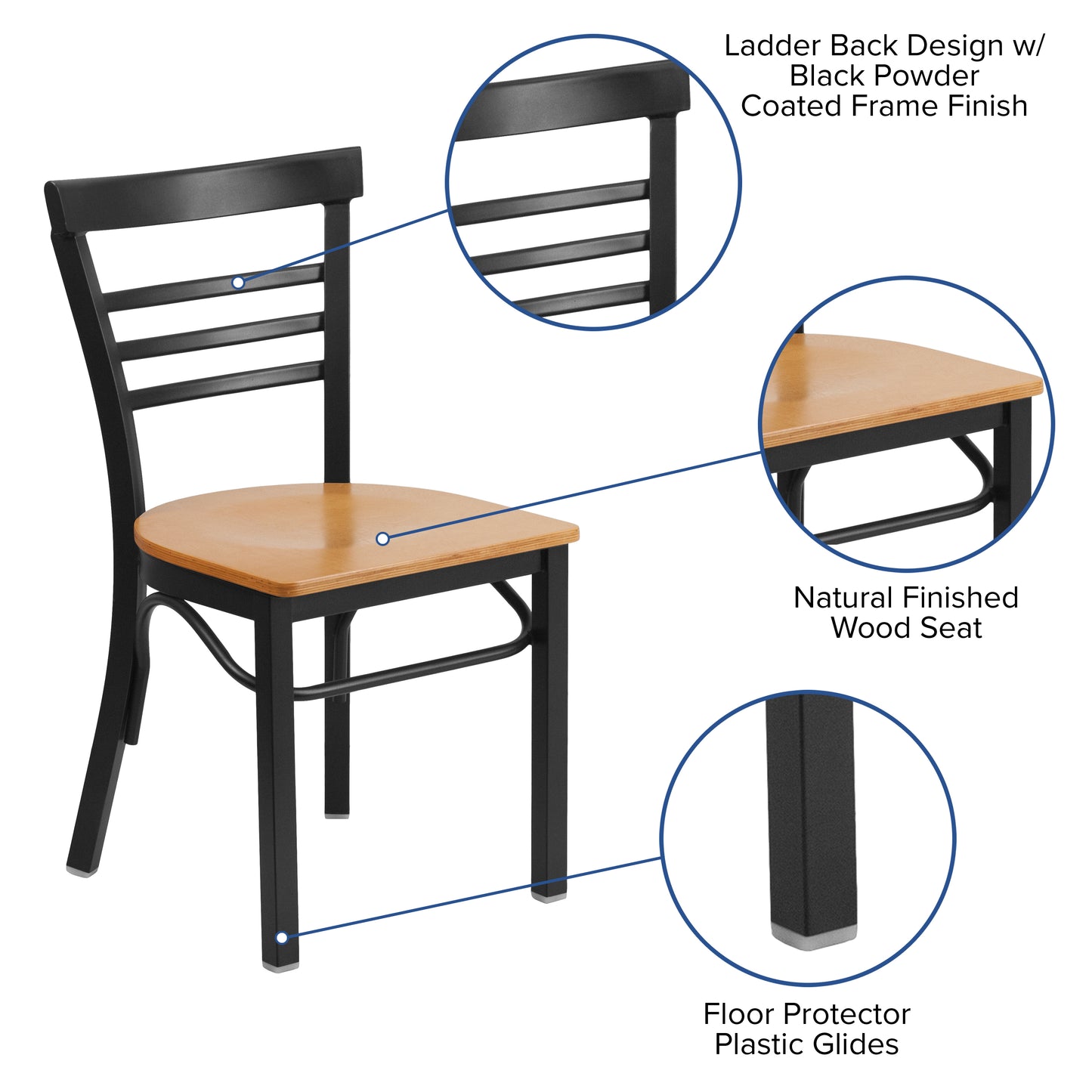 Black Ladder Chair-Nat Seat XU-DG6Q6B1LAD-NATW-GG