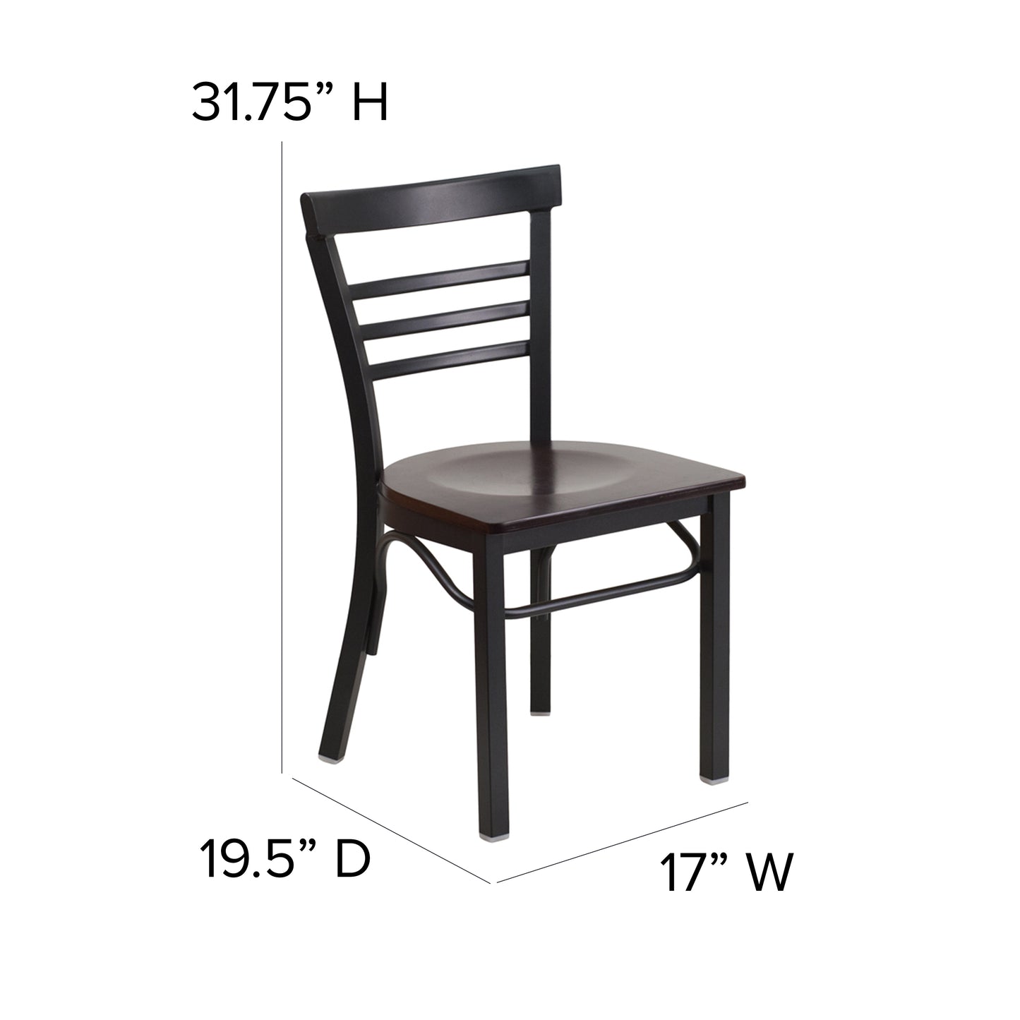 Black Ladder Chair-Wal Seat XU-DG6Q6B1LAD-WALW-GG