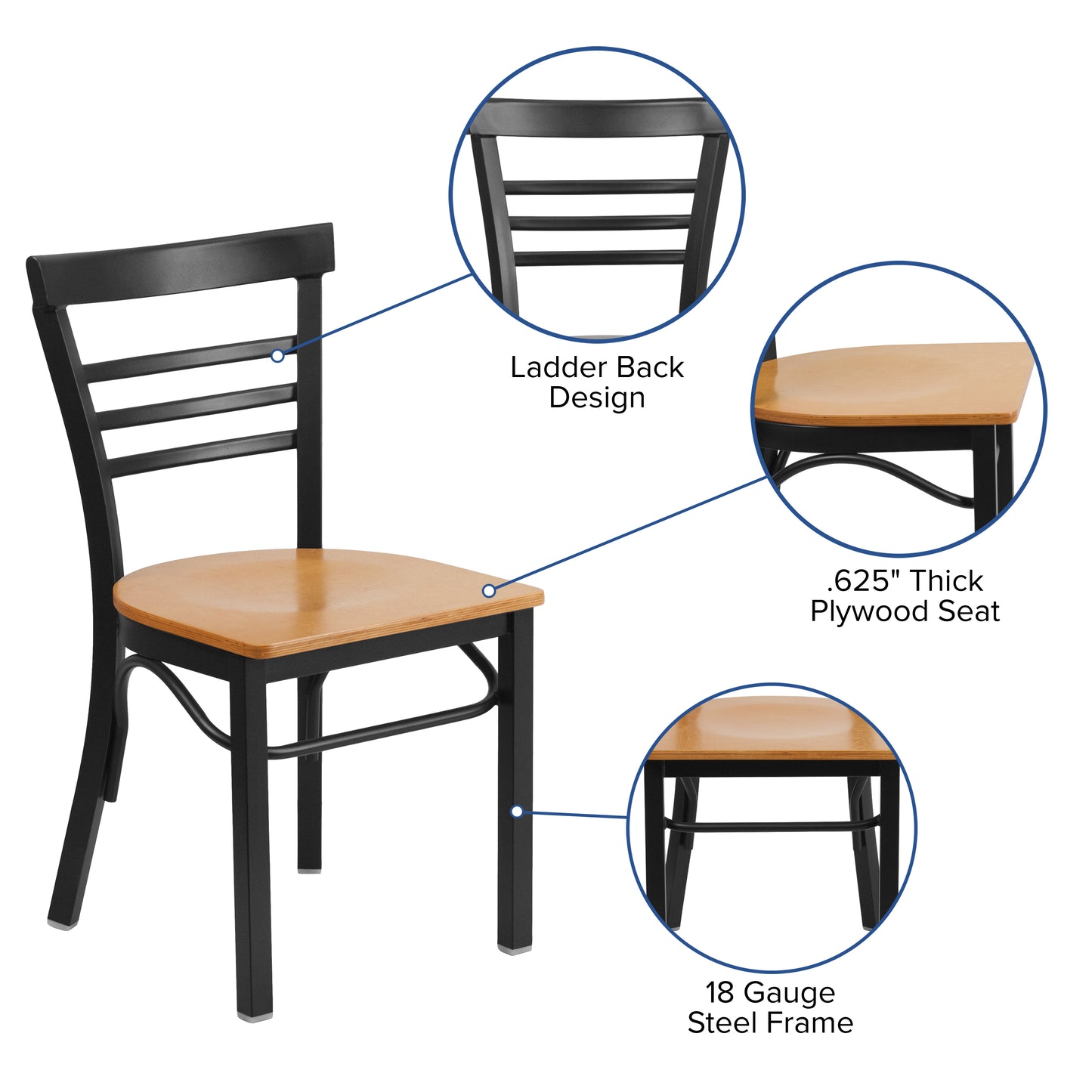 Black Ladder Chair-Wal Seat XU-DG6Q6B1LAD-WALW-GG