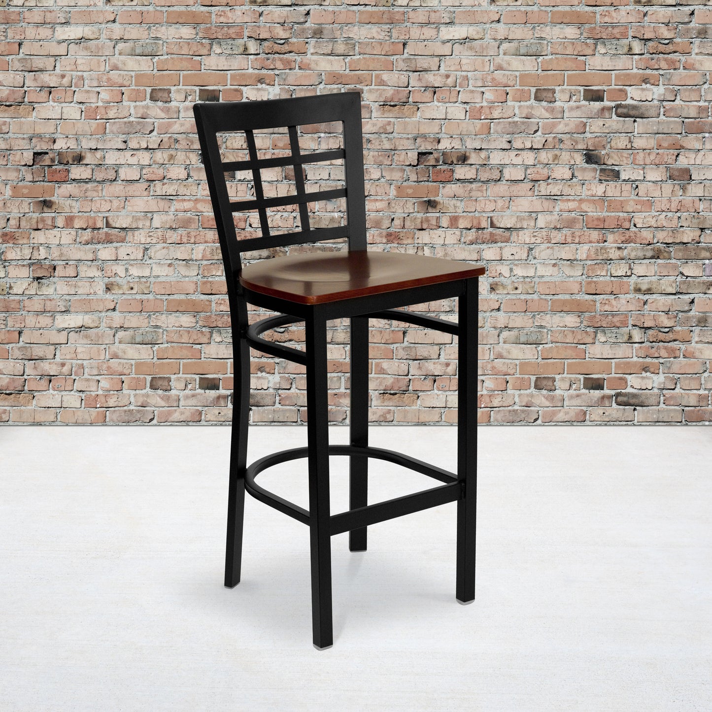 Black Window Stool-Mah Seat XU-DG6R7BWIN-BAR-MAHW-GG