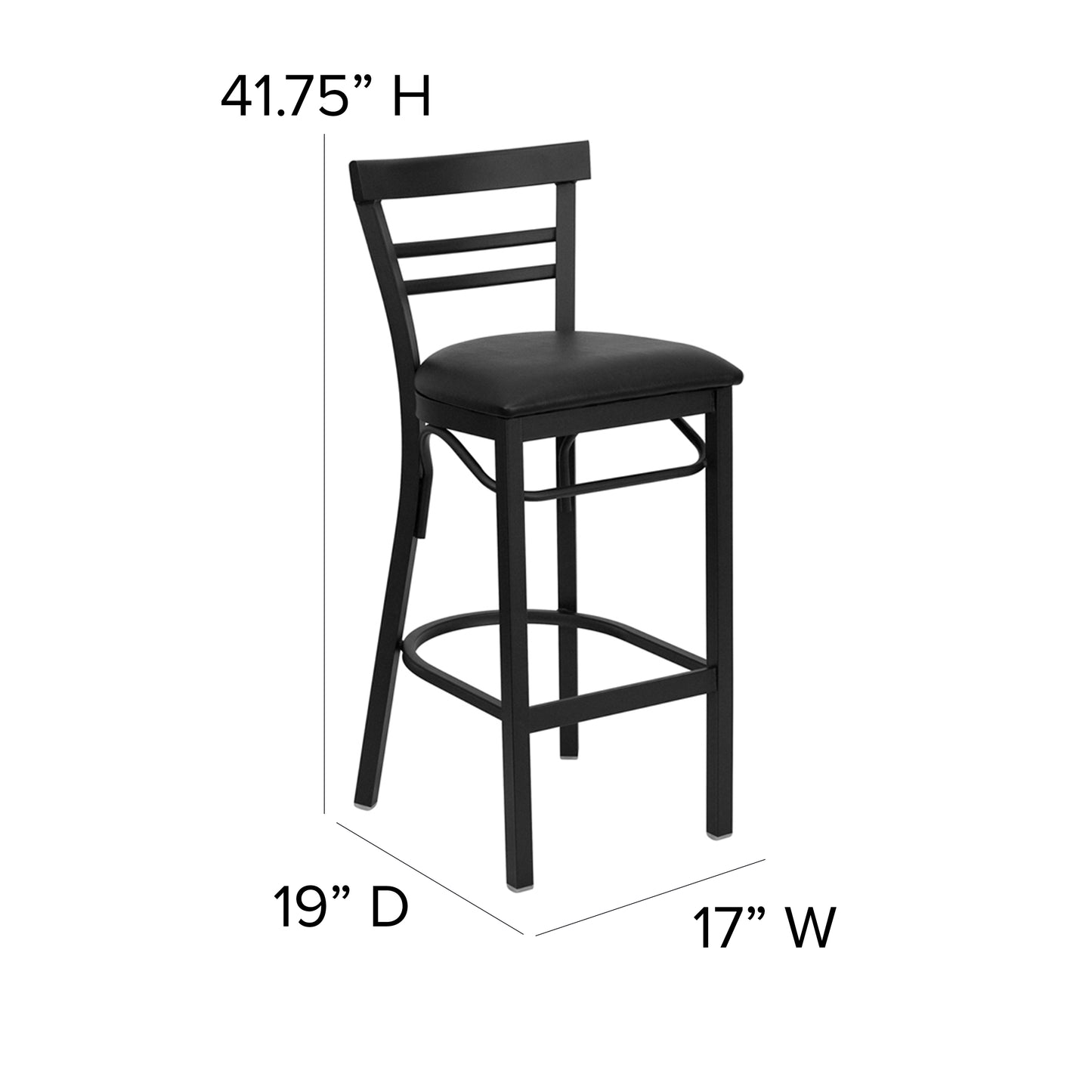 Black Ladder Stool-Black Seat XU-DG6R9BLAD-BAR-BLKV-GG