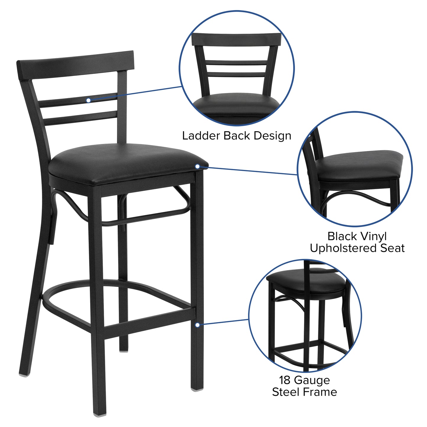 Black Ladder Stool-Black Seat XU-DG6R9BLAD-BAR-BLKV-GG