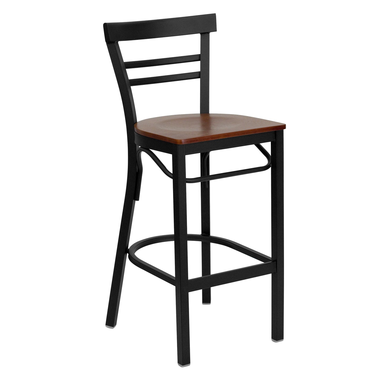 Black Ladder Stool-Cherry Seat XU-DG6R9BLAD-BAR-CHYW-GG