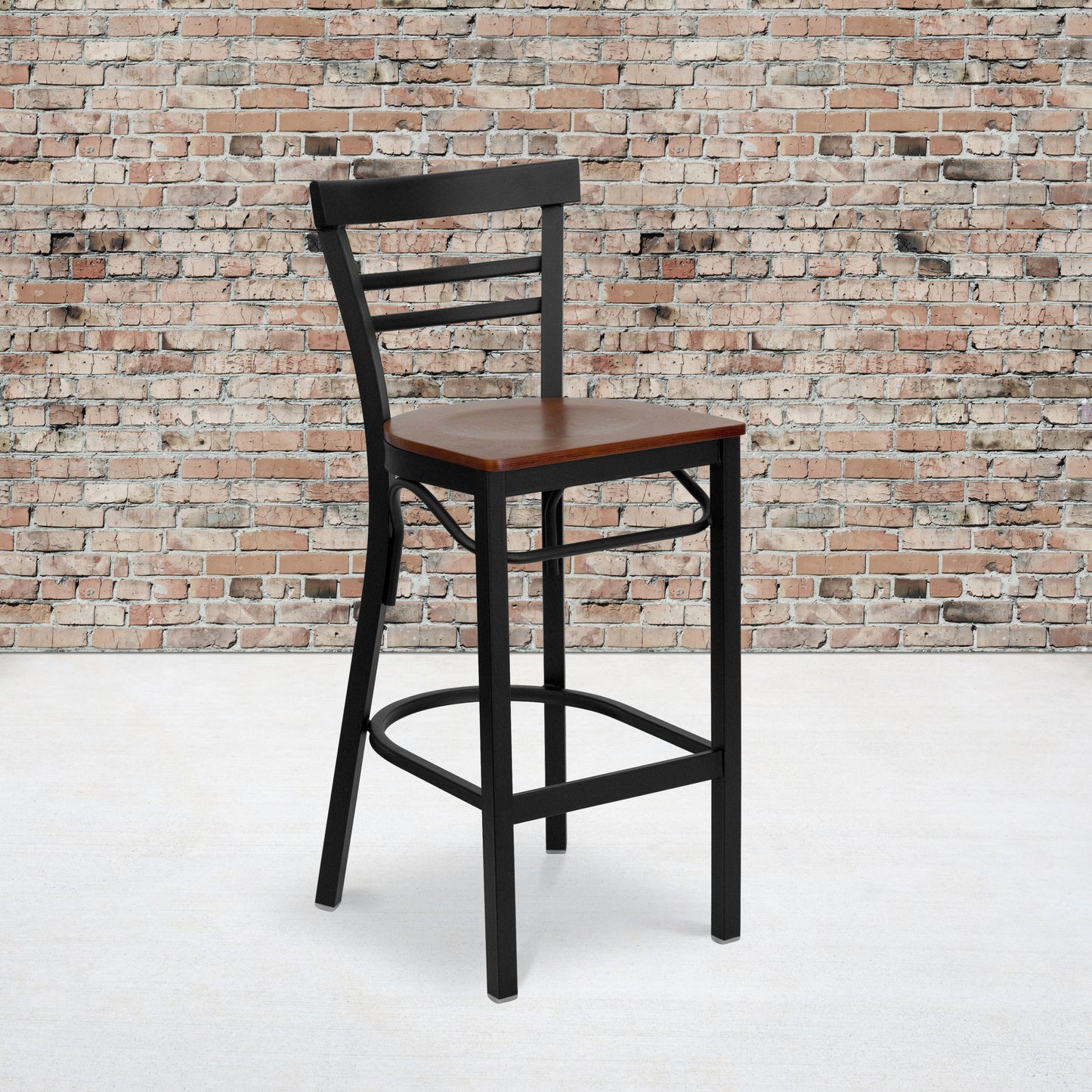 Black Ladder Stool-Cherry Seat XU-DG6R9BLAD-BAR-CHYW-GG