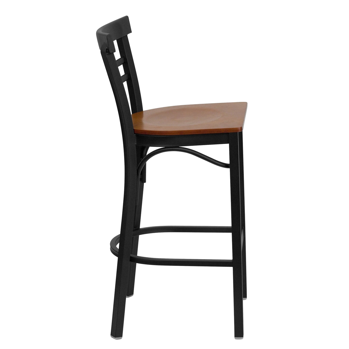 Black Ladder Stool-Cherry Seat XU-DG6R9BLAD-BAR-CHYW-GG