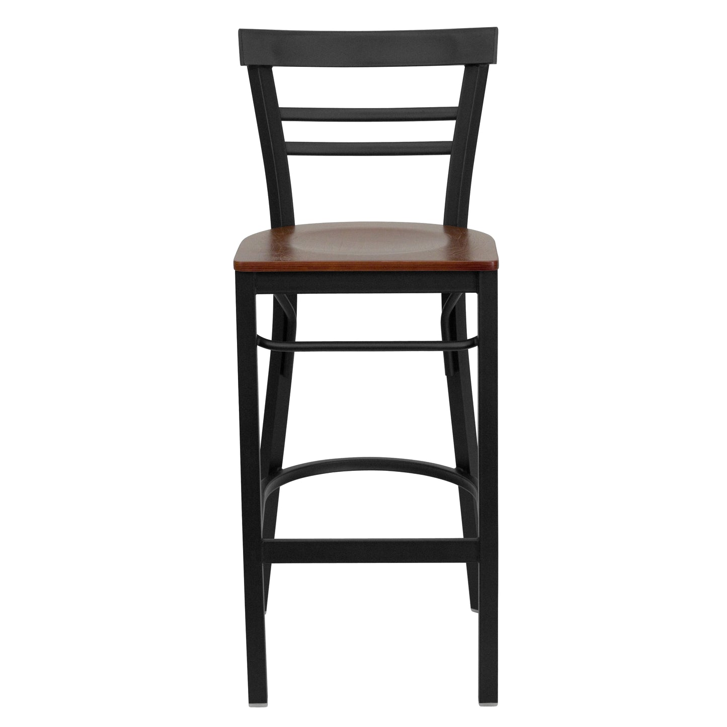 Black Ladder Stool-Cherry Seat XU-DG6R9BLAD-BAR-CHYW-GG