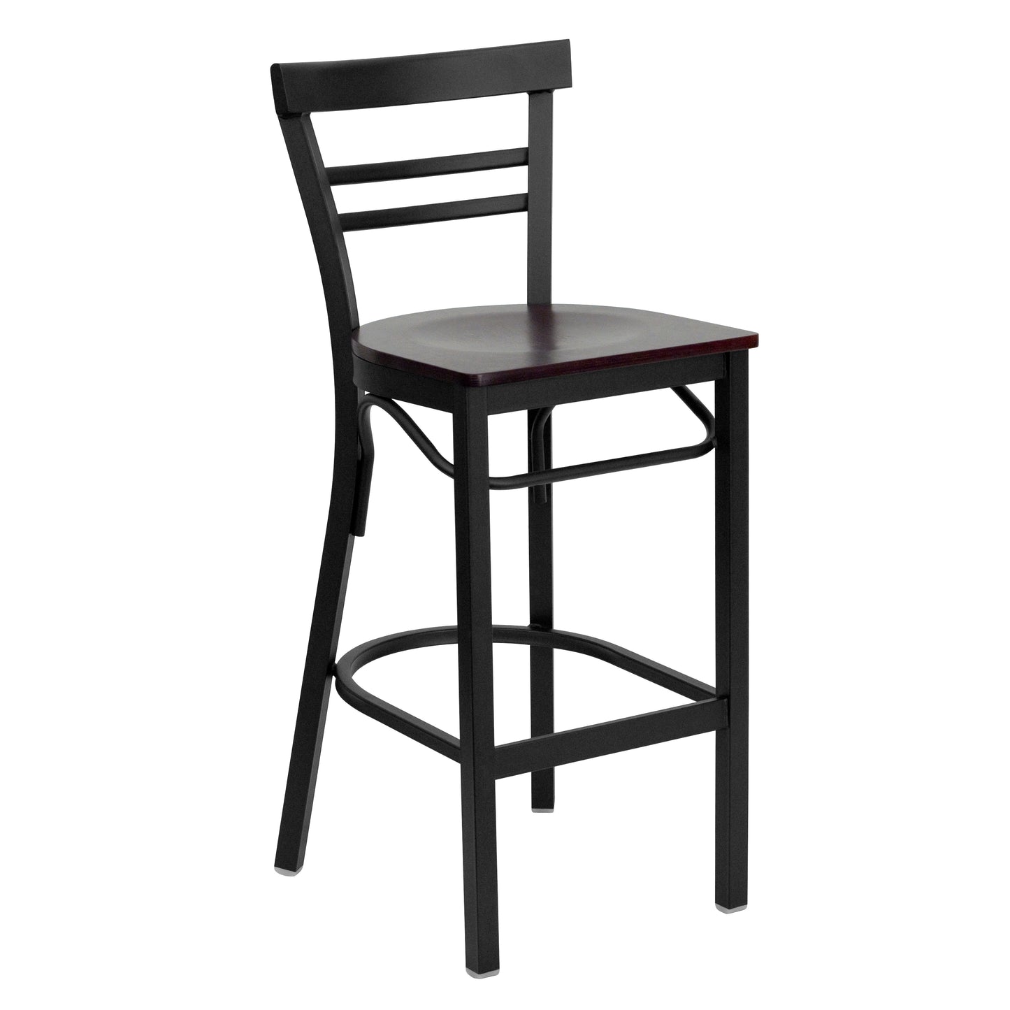 Black Ladder Stool-Mah Seat XU-DG6R9BLAD-BAR-MAHW-GG