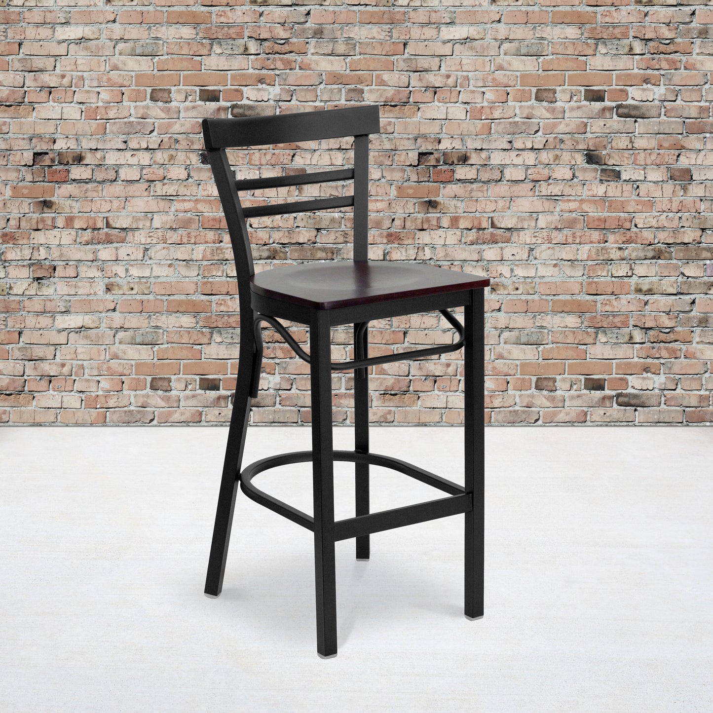 Black Ladder Stool-Mah Seat XU-DG6R9BLAD-BAR-MAHW-GG