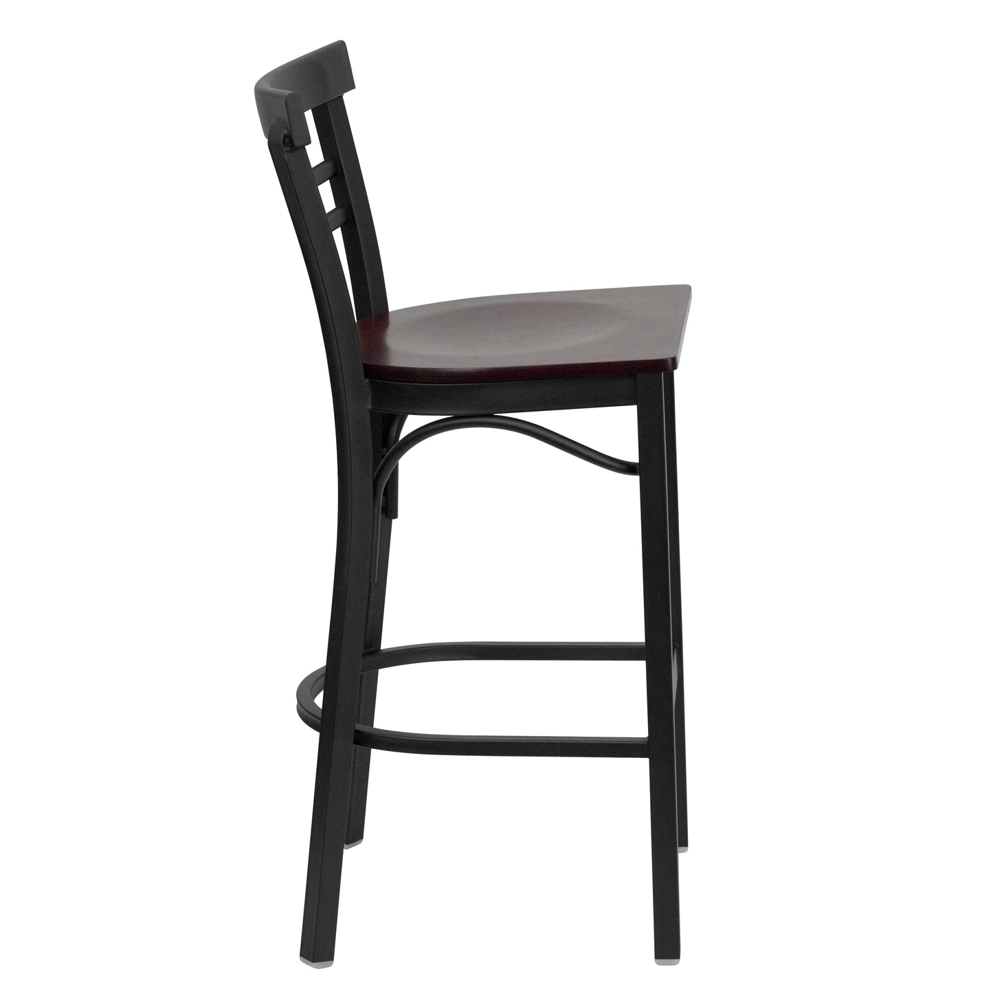 Black Ladder Stool-Mah Seat XU-DG6R9BLAD-BAR-MAHW-GG