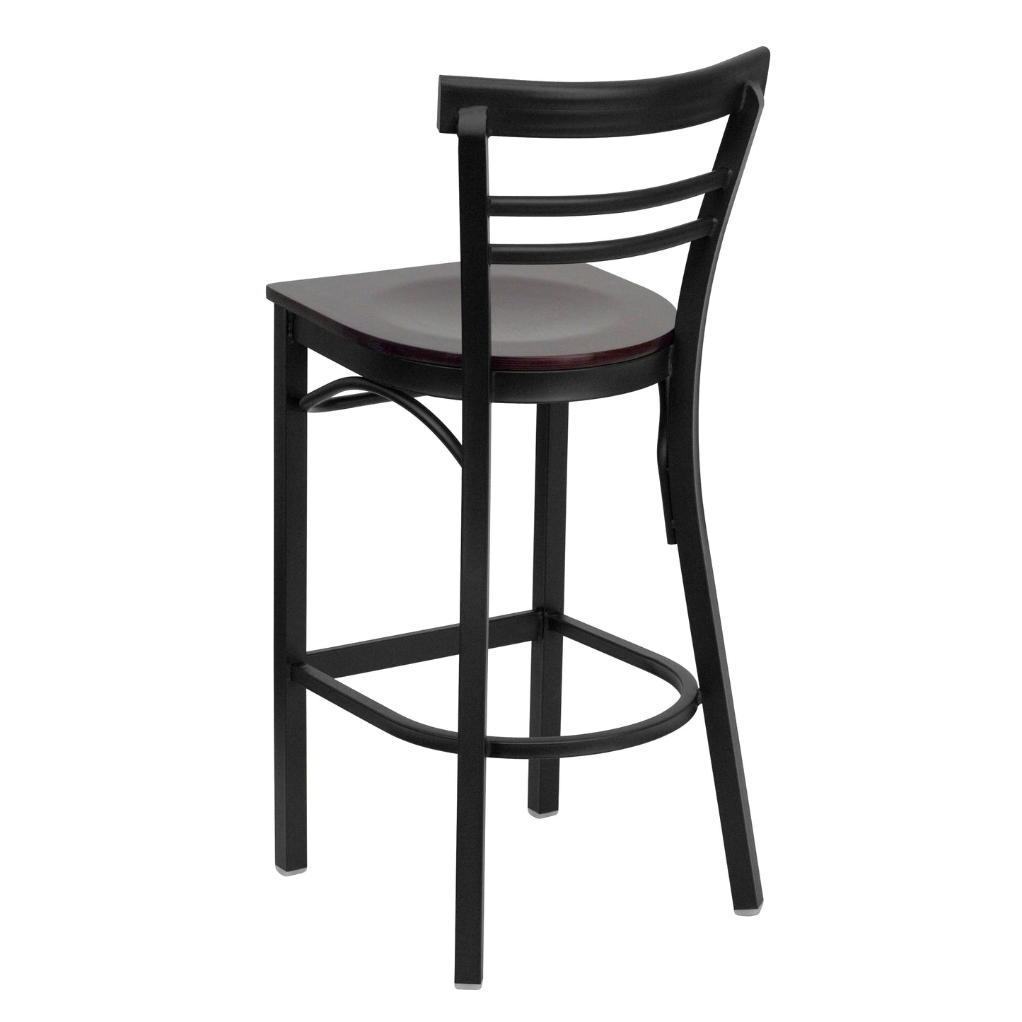 Black Ladder Stool-Mah Seat XU-DG6R9BLAD-BAR-MAHW-GG