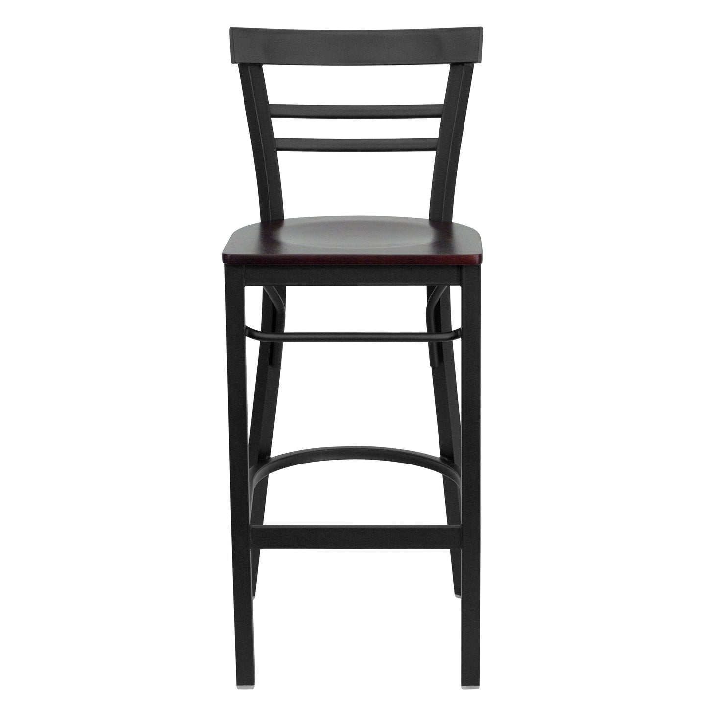 Black Ladder Stool-Mah Seat XU-DG6R9BLAD-BAR-MAHW-GG