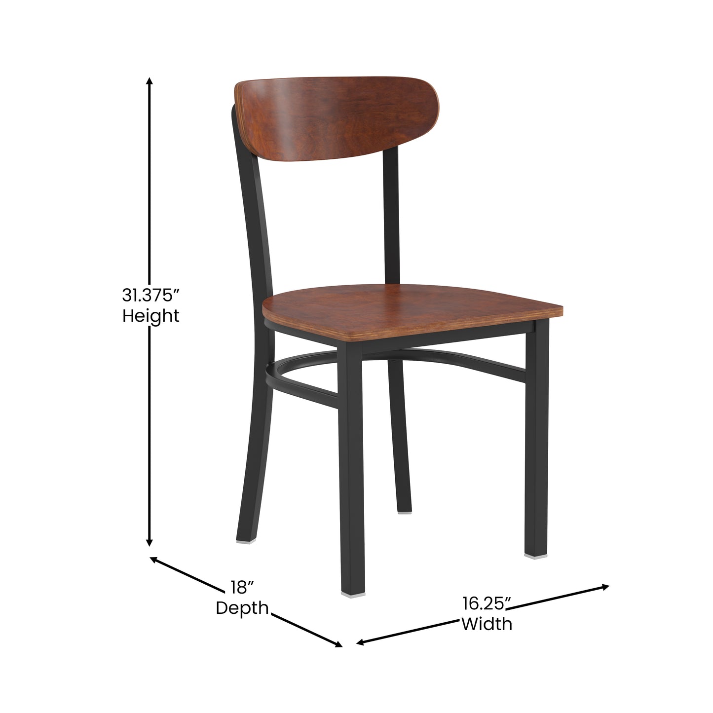 Walnut Wood Seat Dining Chair XU-DG6V5B-WAL-GG