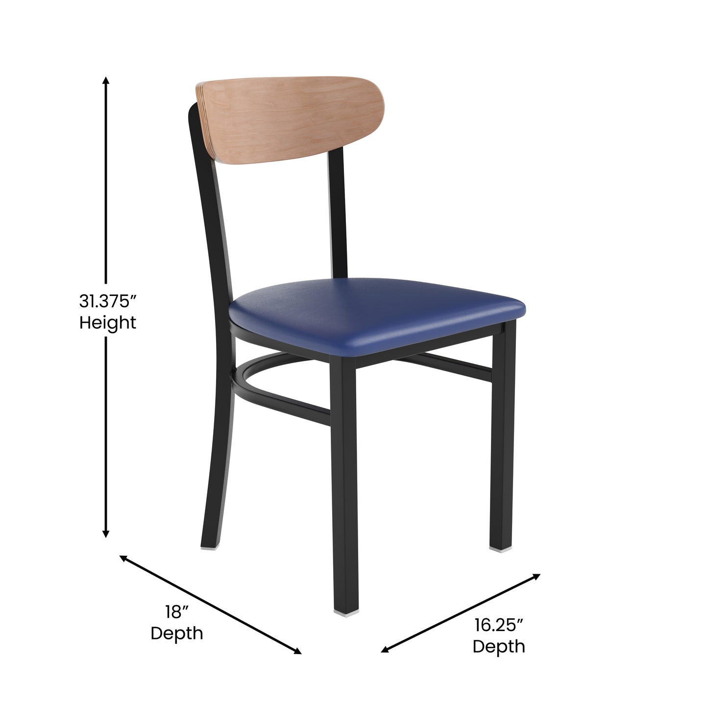 Blue Vinyl/Wood Back Chair XU-DG6V5BLV-NAT-GG