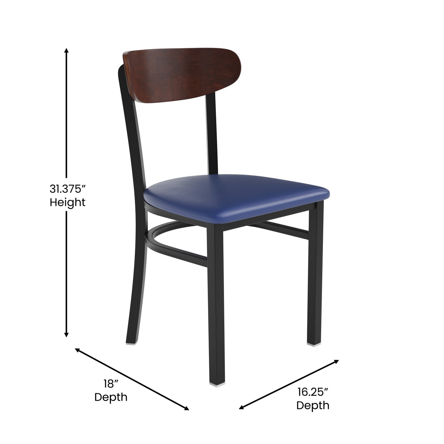 Blue Vinyl/Wood Back Chair XU-DG6V5BLV-WAL-GG