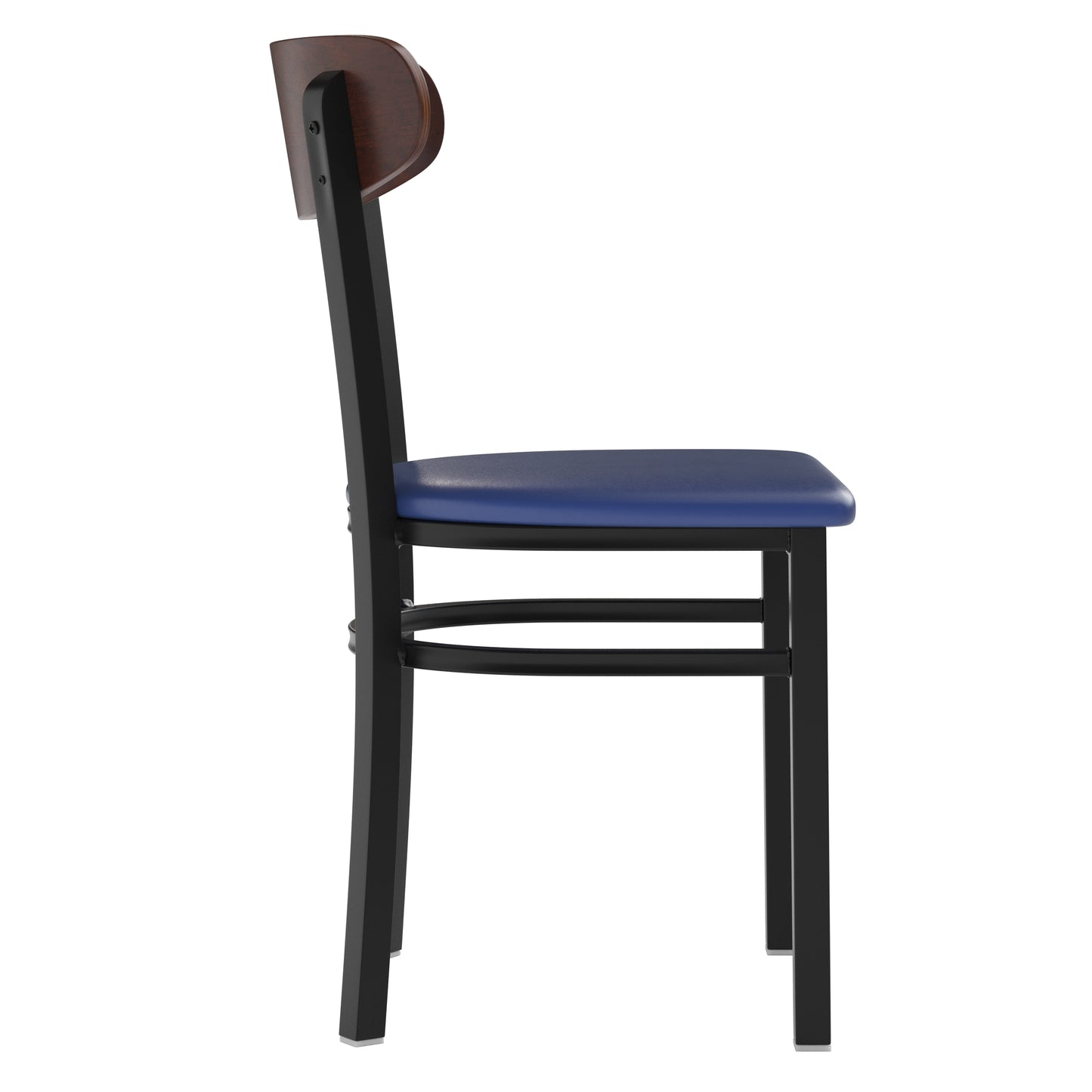 Commercial Dining Chair with Vinyl Upholstered Seat and Wood Boomerang Back