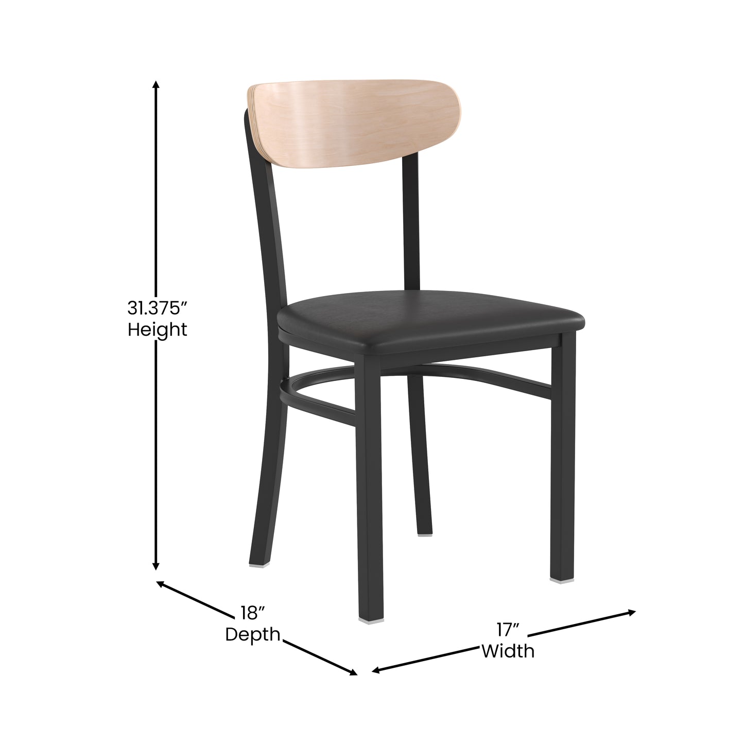 Black Vinyl/Wood Back Chair XU-DG6V5BV-NAT-GG