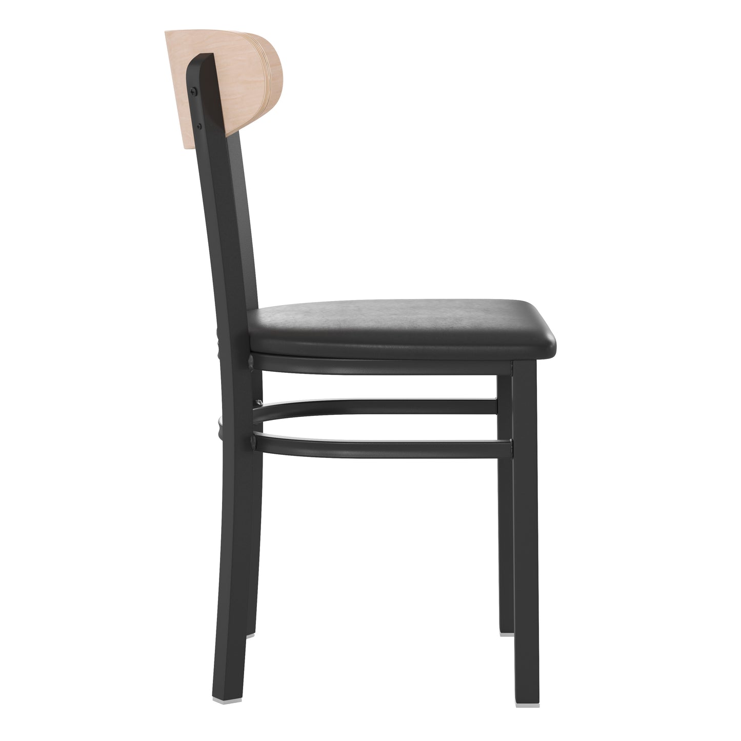 Commercial Dining Chair with Vinyl Upholstered Seat and Wood Boomerang Back