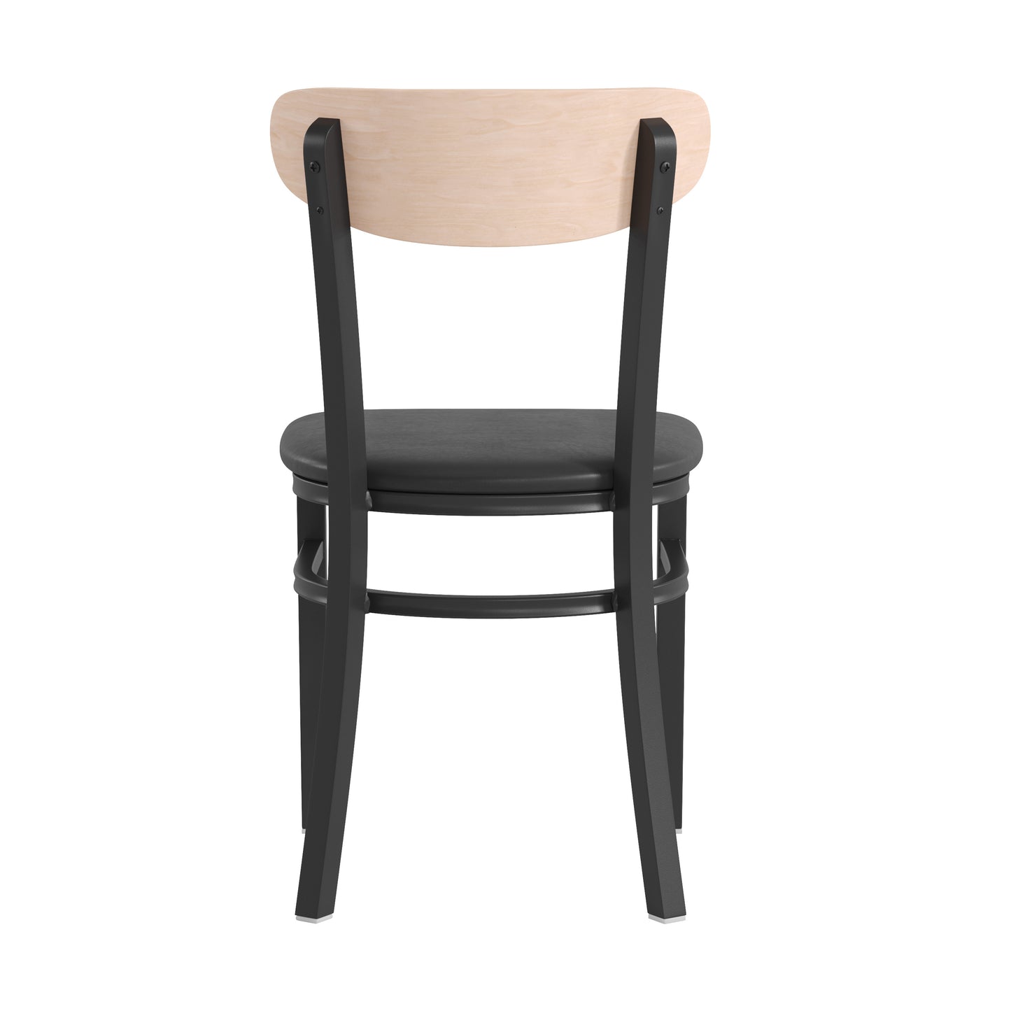 Commercial Dining Chair with Vinyl Upholstered Seat and Wood Boomerang Back