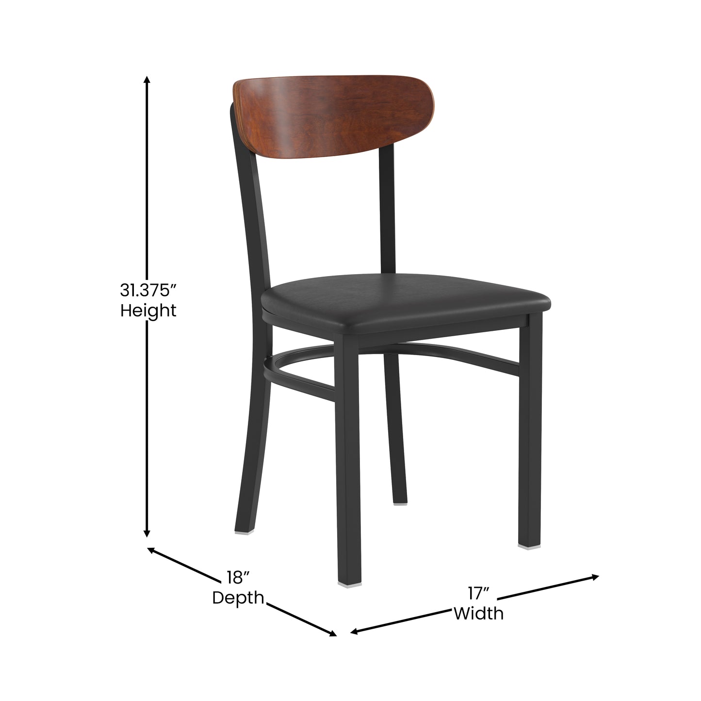 Commercial Dining Chair with Vinyl Upholstered Seat and Wood Boomerang Back