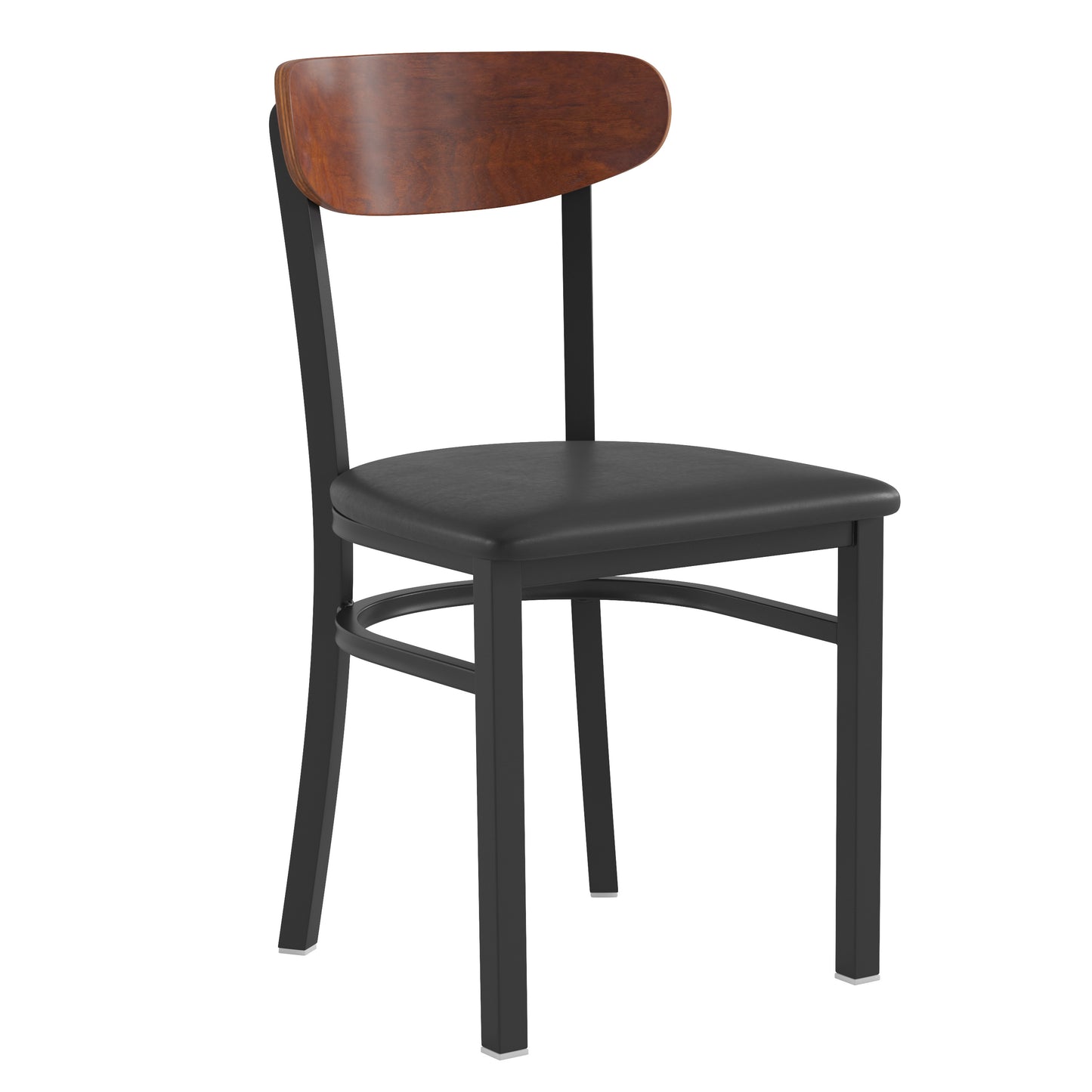 Commercial Dining Chair with Vinyl Upholstered Seat and Wood Boomerang Back