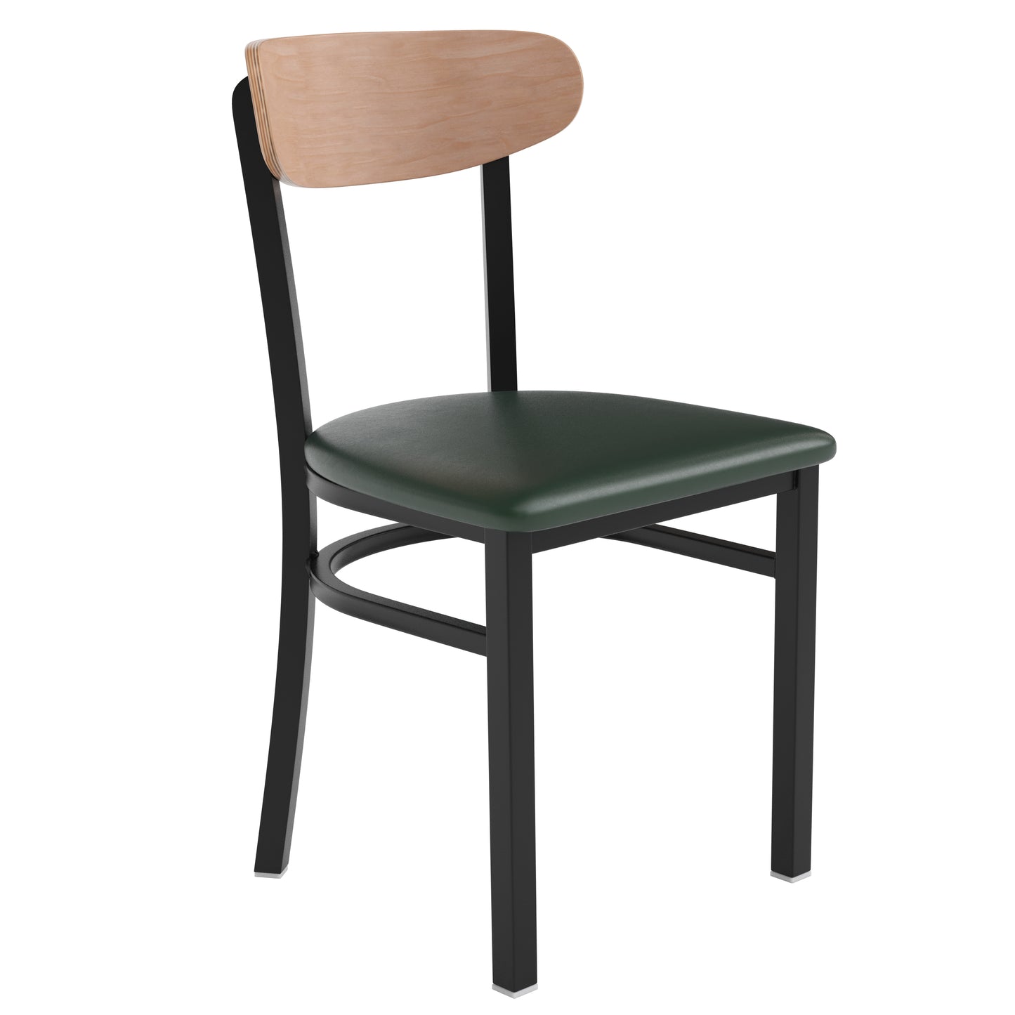 Commercial Dining Chair with Vinyl Upholstered Seat and Wood Boomerang Back