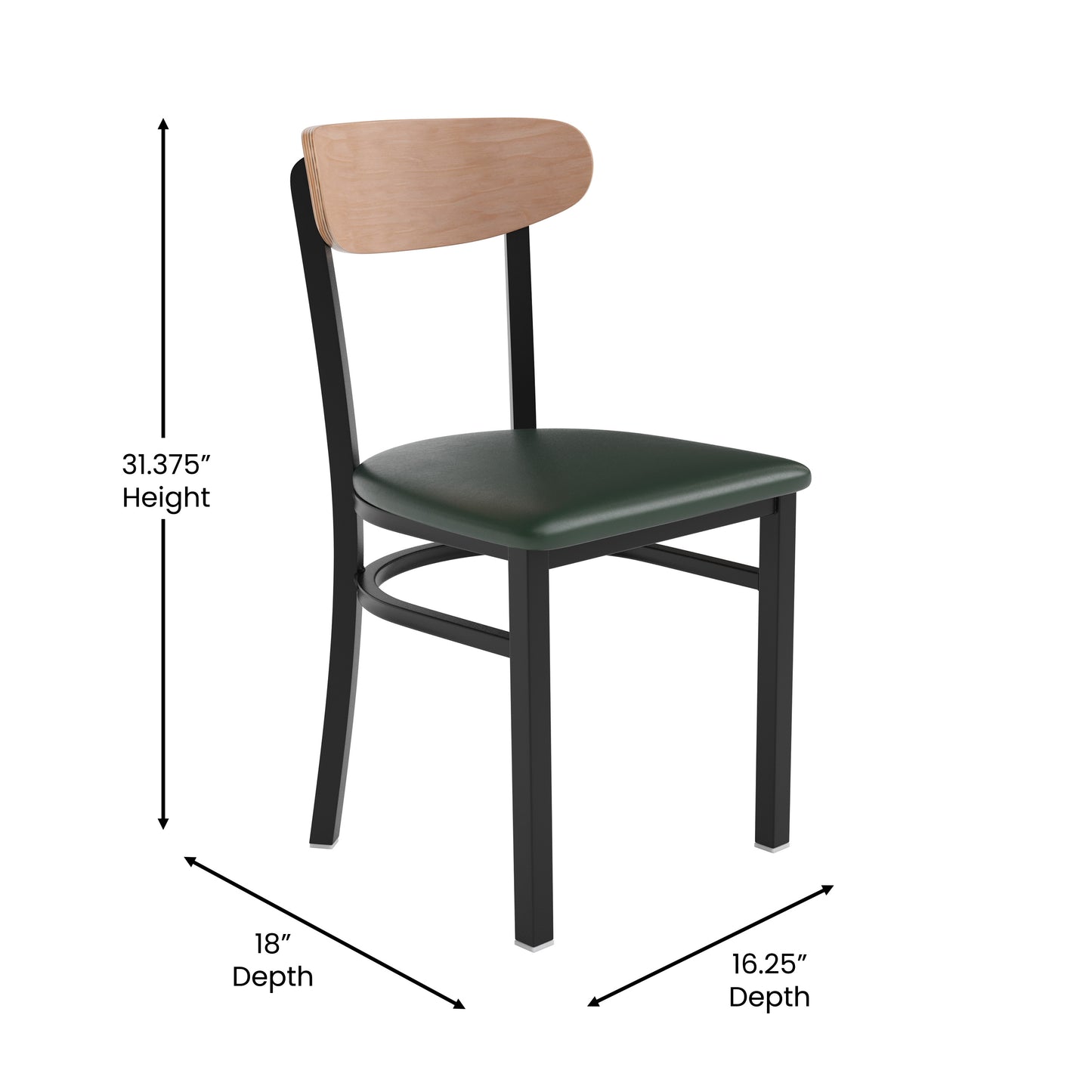 Green Vinyl/Wood Back Chair XU-DG6V5GNV-NAT-GG