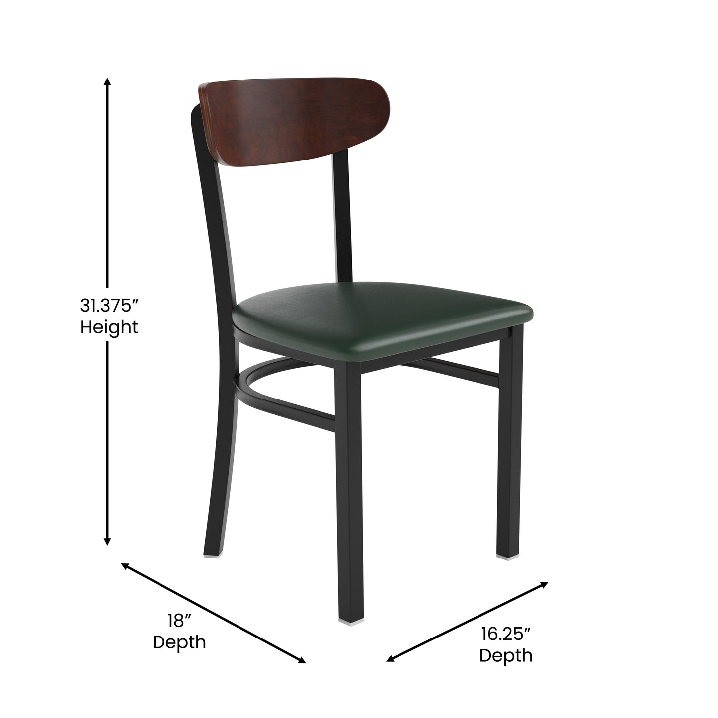 Green Vinyl/Wood Back Chair XU-DG6V5GNV-WAL-GG