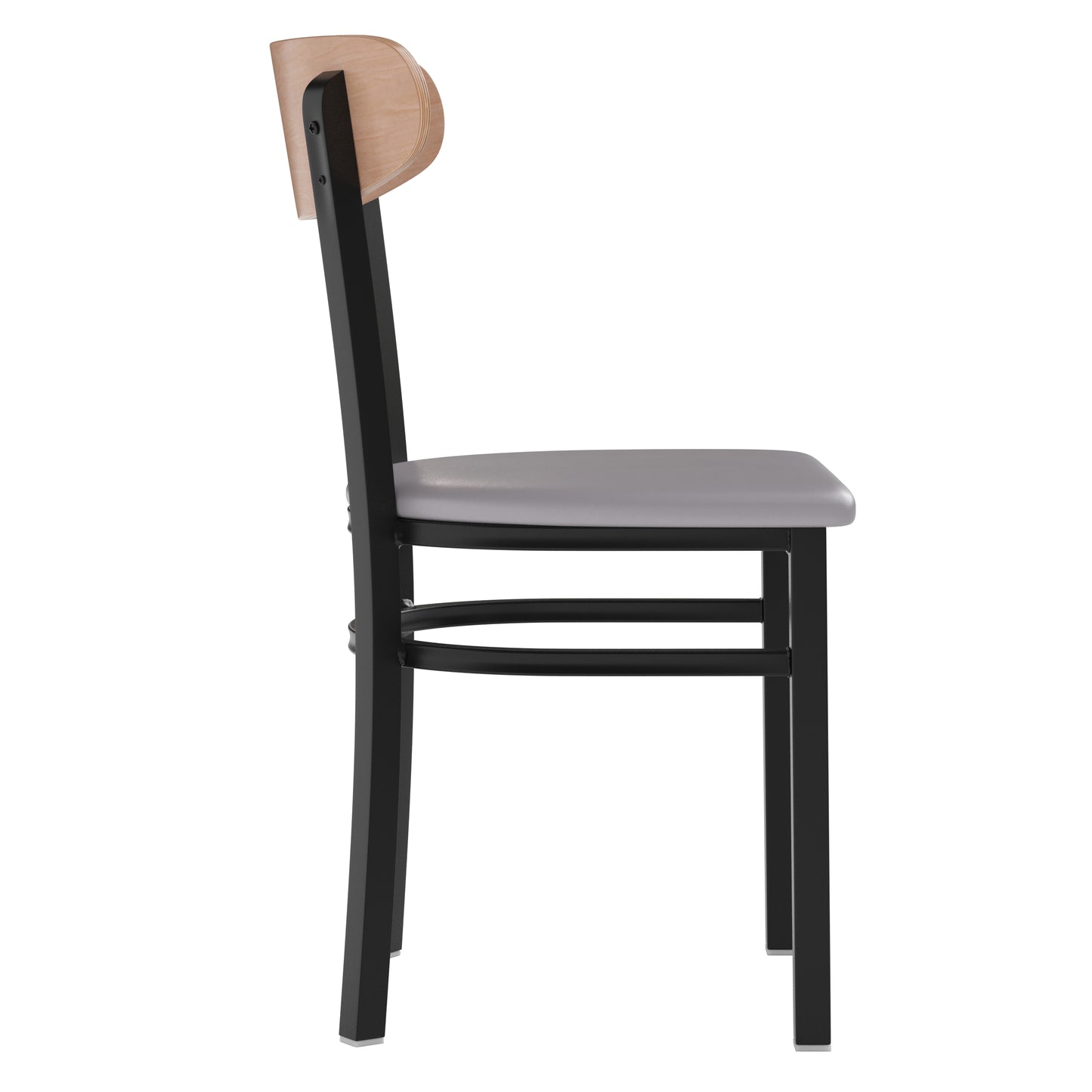 Gray Vinyl/Wood Back Chair XU-DG6V5GYV-NAT-GG