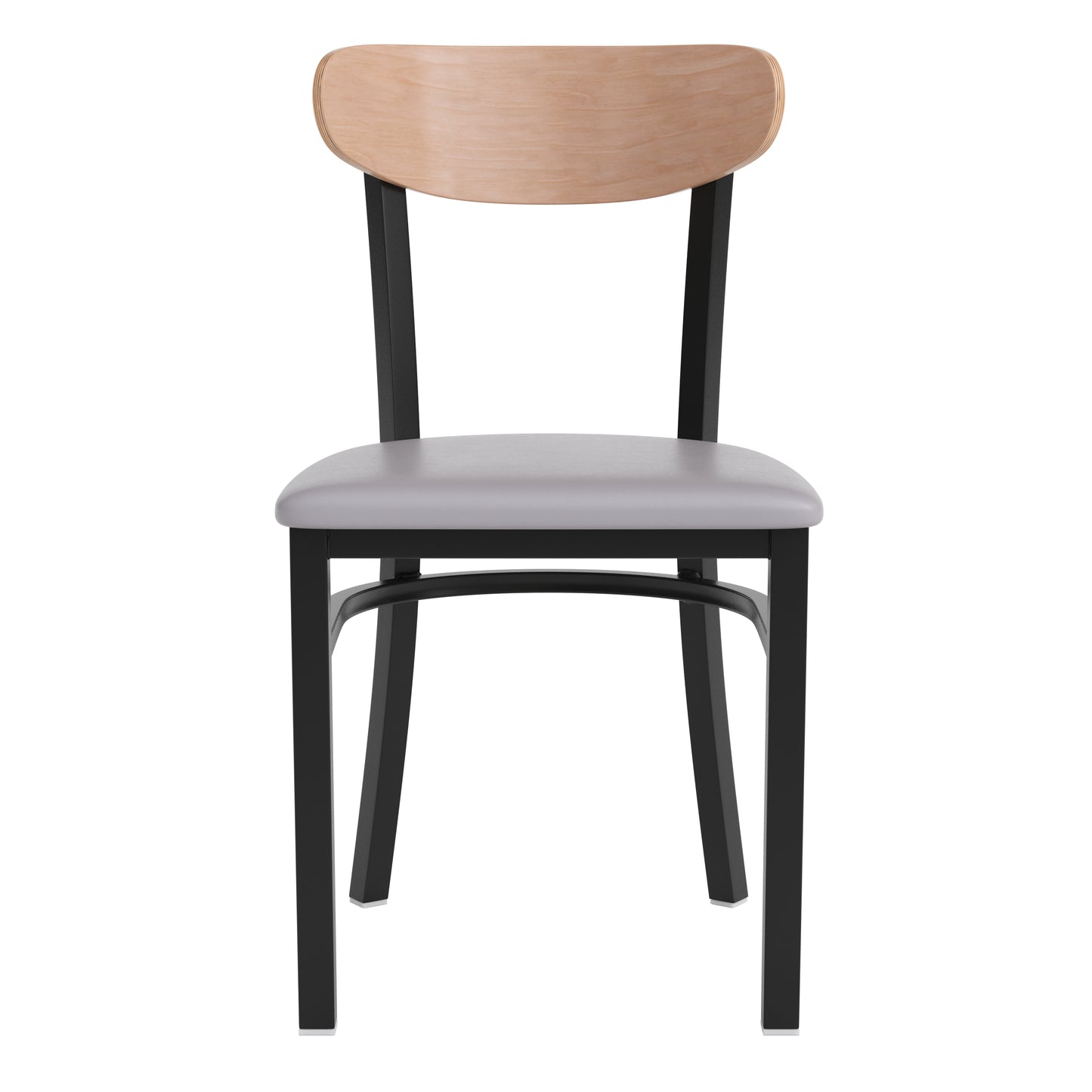 Commercial Dining Chair with Vinyl Upholstered Seat and Wood Boomerang Back