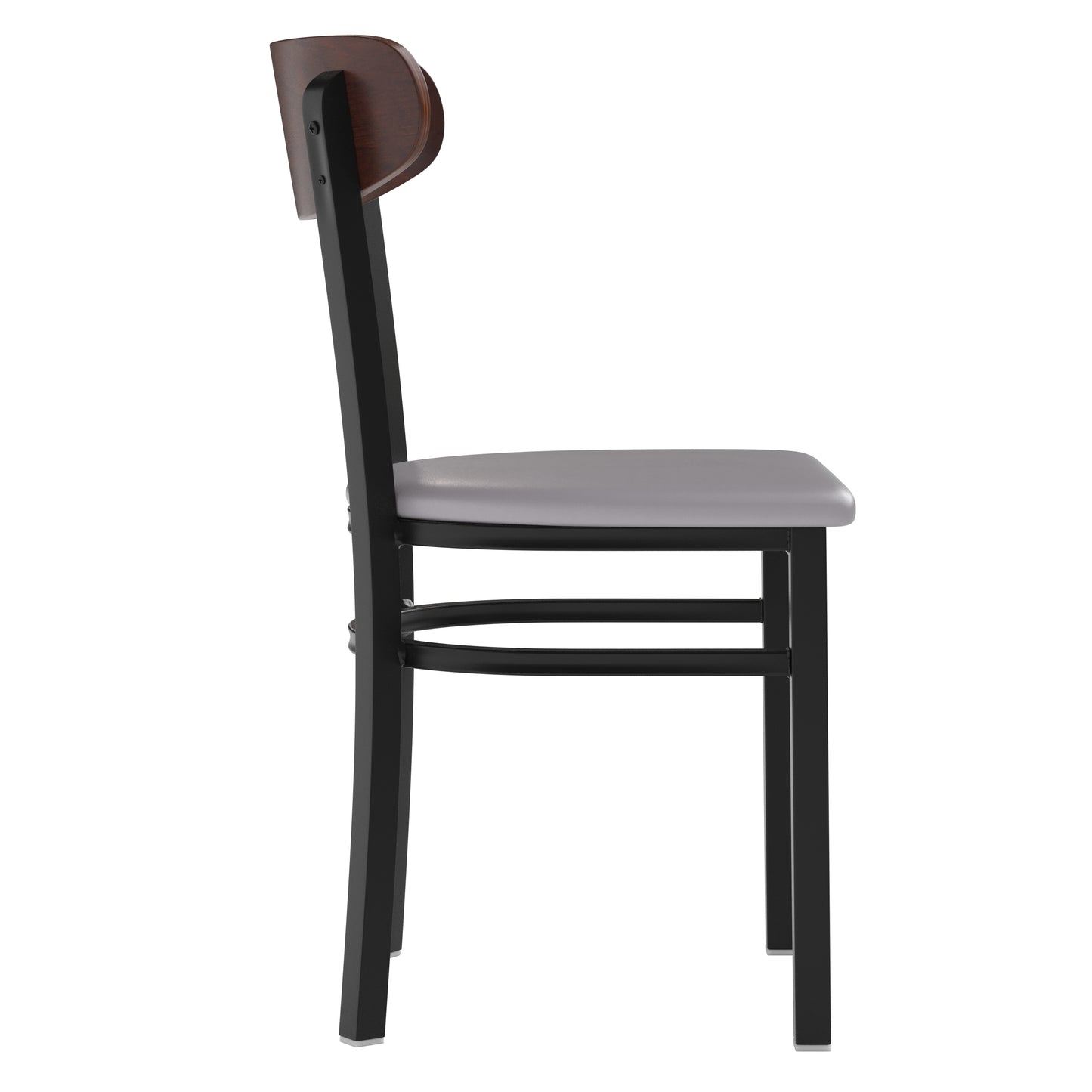 Commercial Dining Chair with Vinyl Upholstered Seat and Wood Boomerang Back