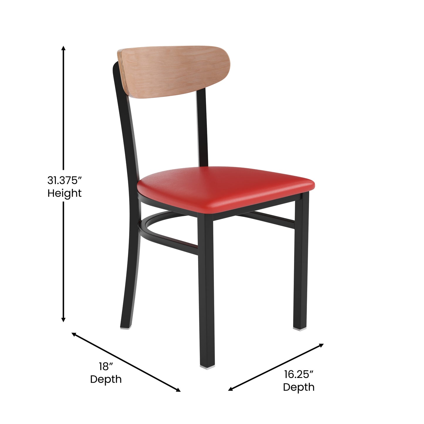 Red Vinyl/Wood Back Chair XU-DG6V5RDV-NAT-GG