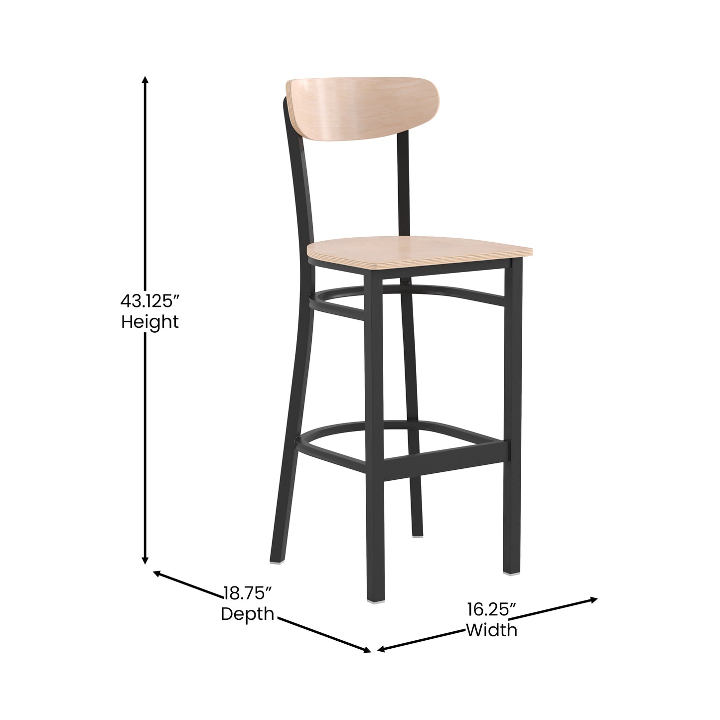 Natural Metal & Wood Barstool XU-DG6V6B-NAT-GG