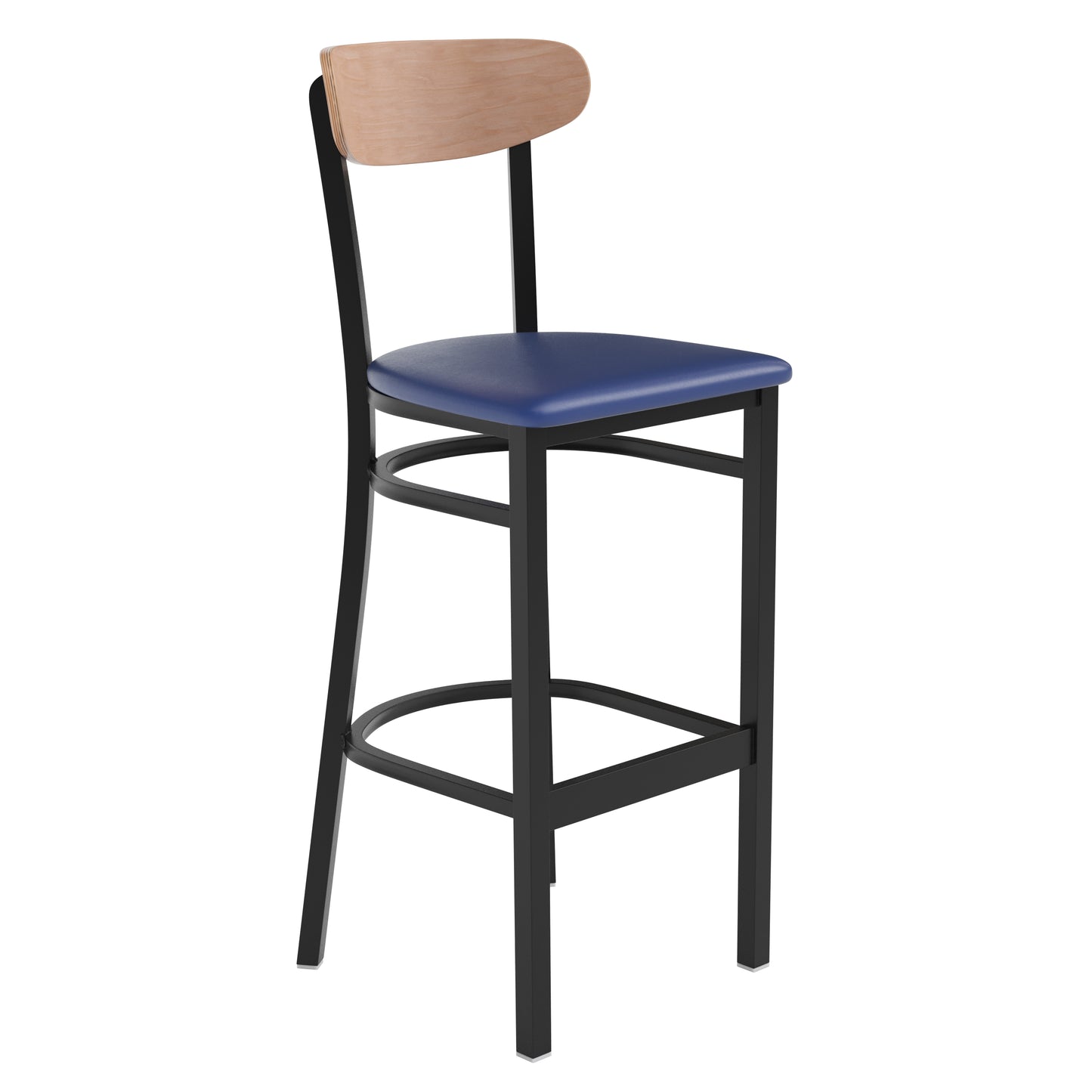 Blue Vinyl/Wood Back Barstool XU-DG6V6BLV-NAT-GG