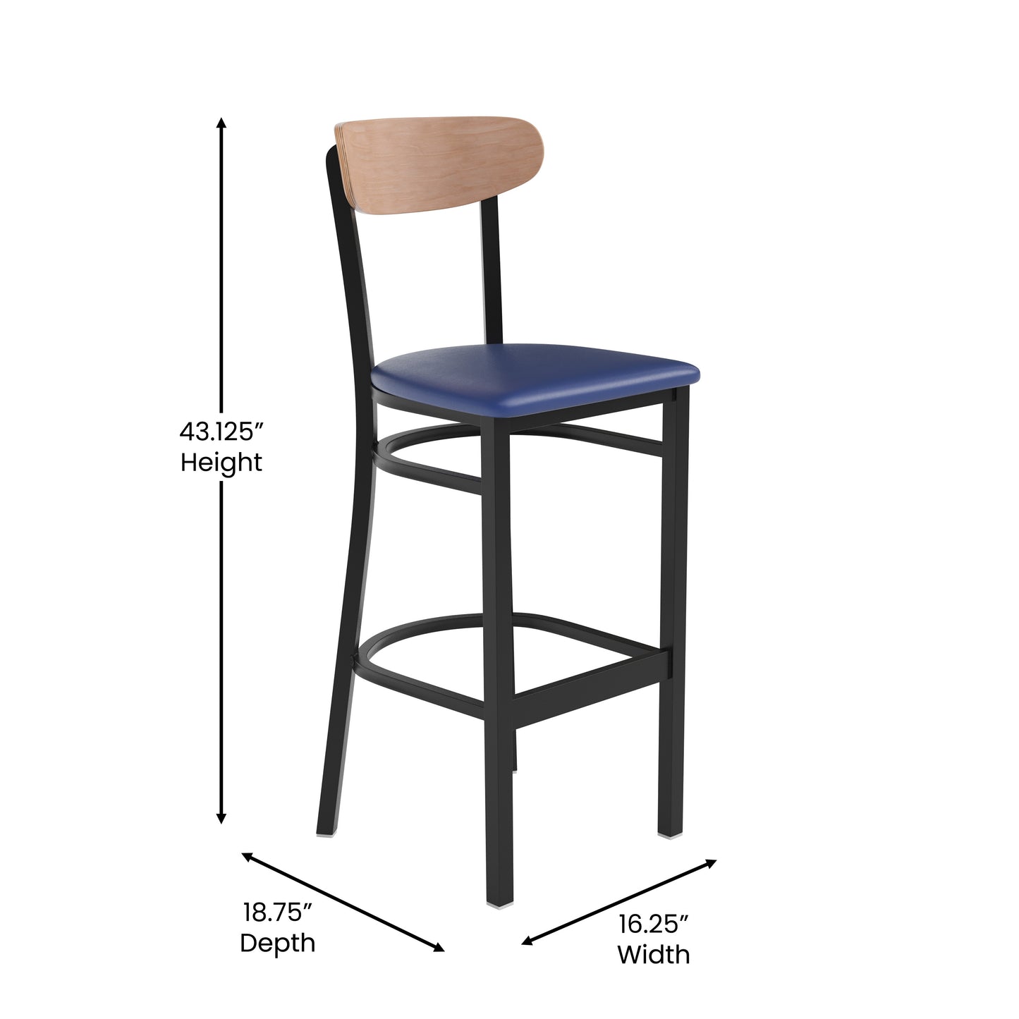 Blue Vinyl/Wood Back Barstool XU-DG6V6BLV-NAT-GG