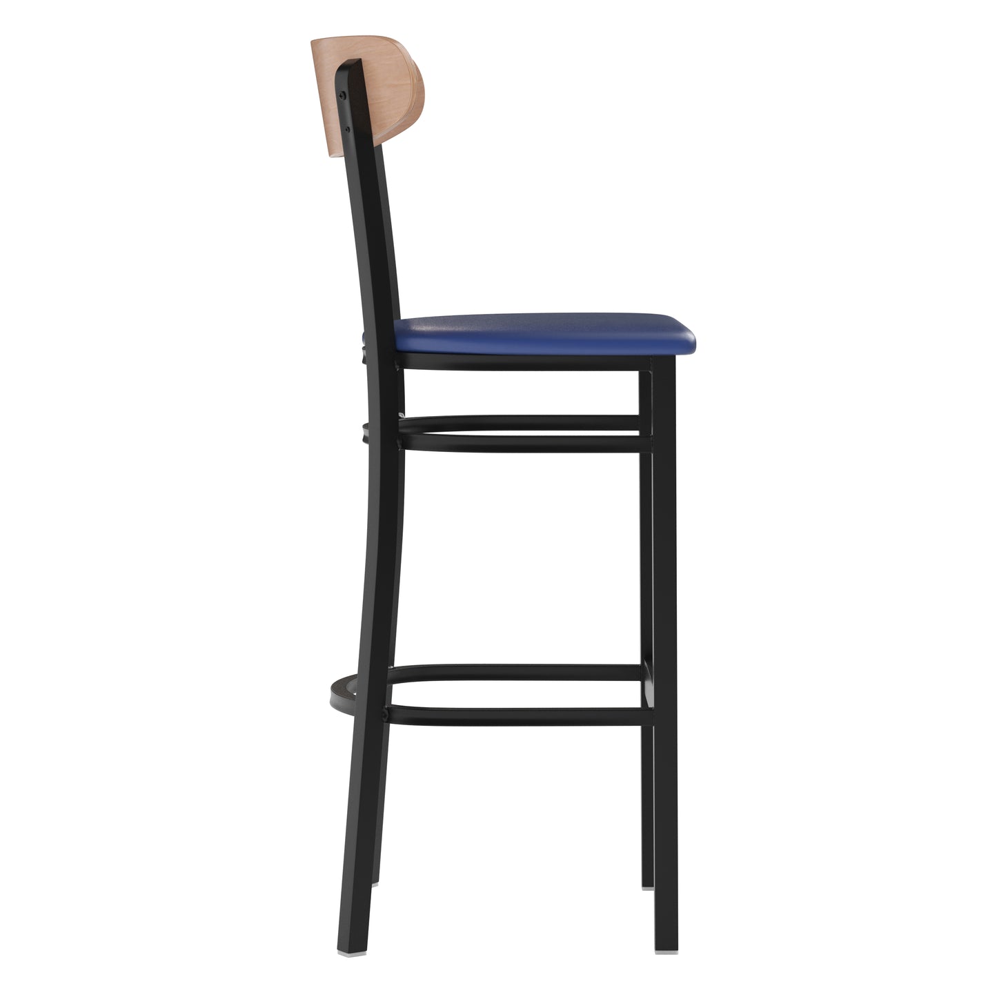 Blue Vinyl/Wood Back Barstool XU-DG6V6BLV-NAT-GG