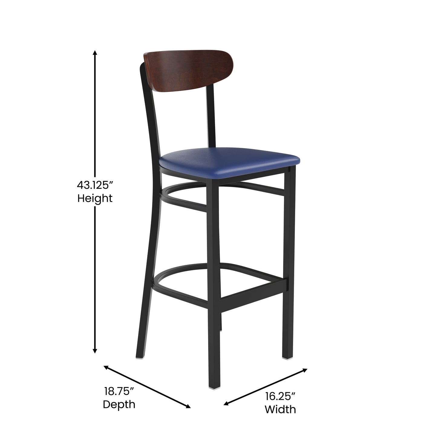 Blue Vinyl/Wood Back Barstool XU-DG6V6BLV-WAL-GG