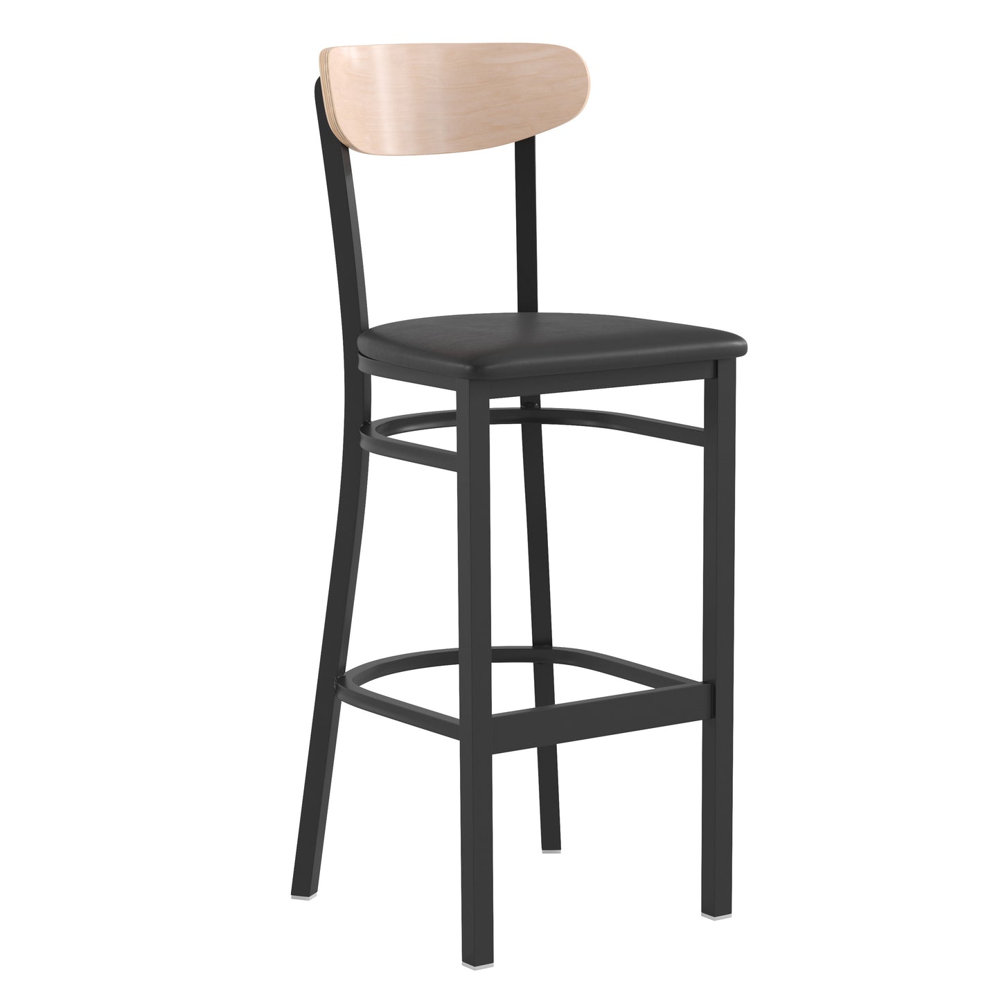 Black Vinyl/Wood Back Barstool XU-DG6V6BV-NAT-GG