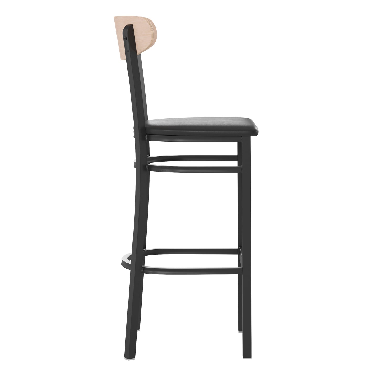 Black Vinyl/Wood Back Barstool XU-DG6V6BV-NAT-GG