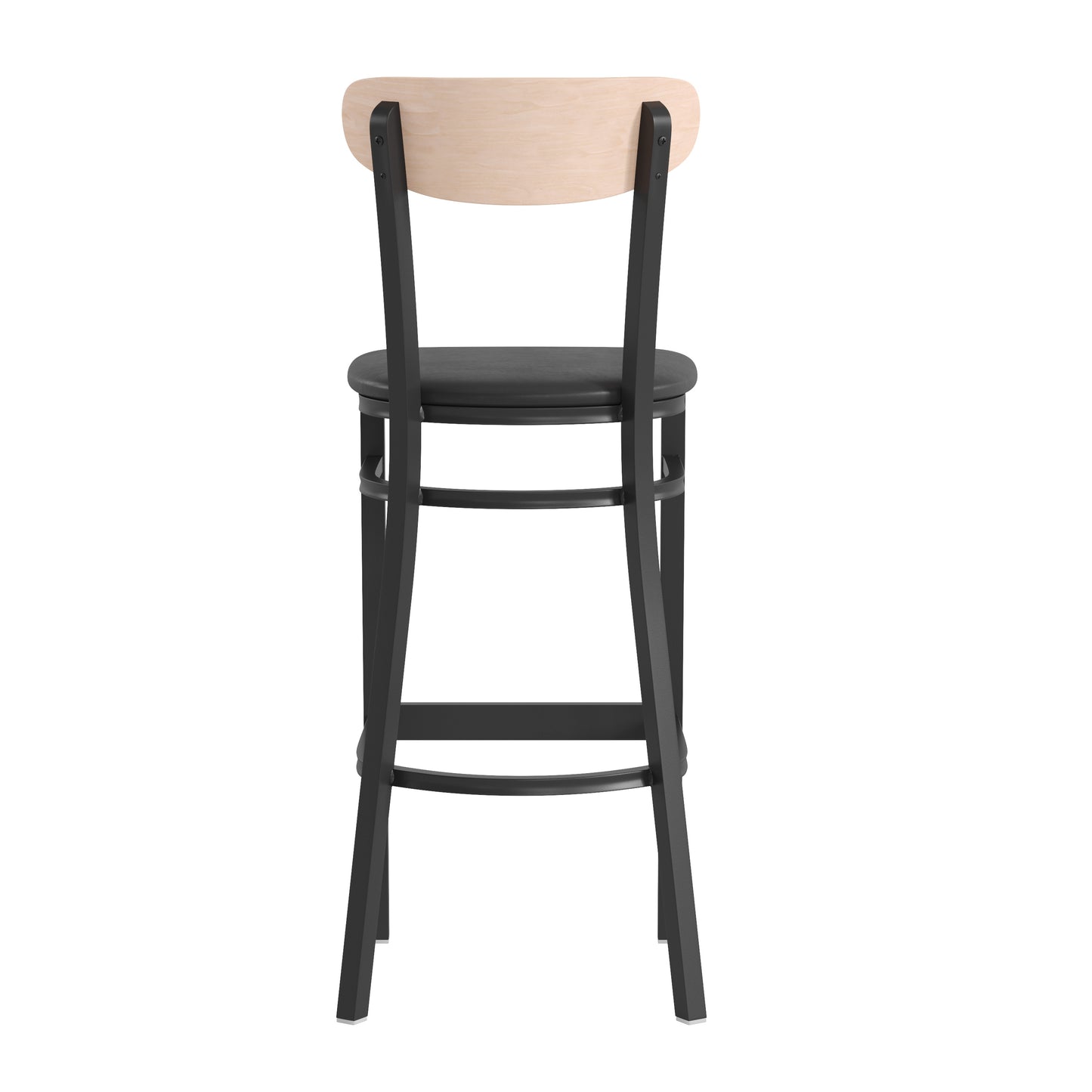 Black Vinyl/Wood Back Barstool XU-DG6V6BV-NAT-GG