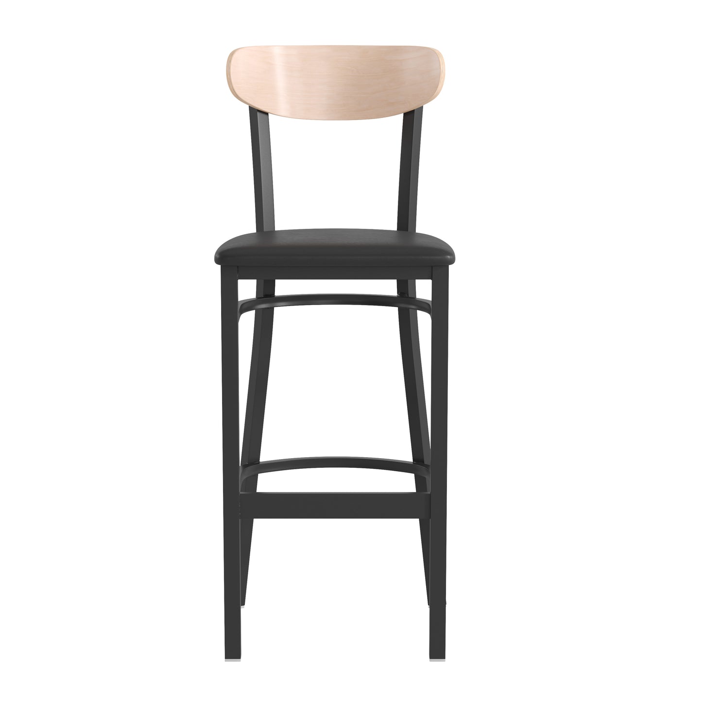 Black Vinyl/Wood Back Barstool XU-DG6V6BV-NAT-GG