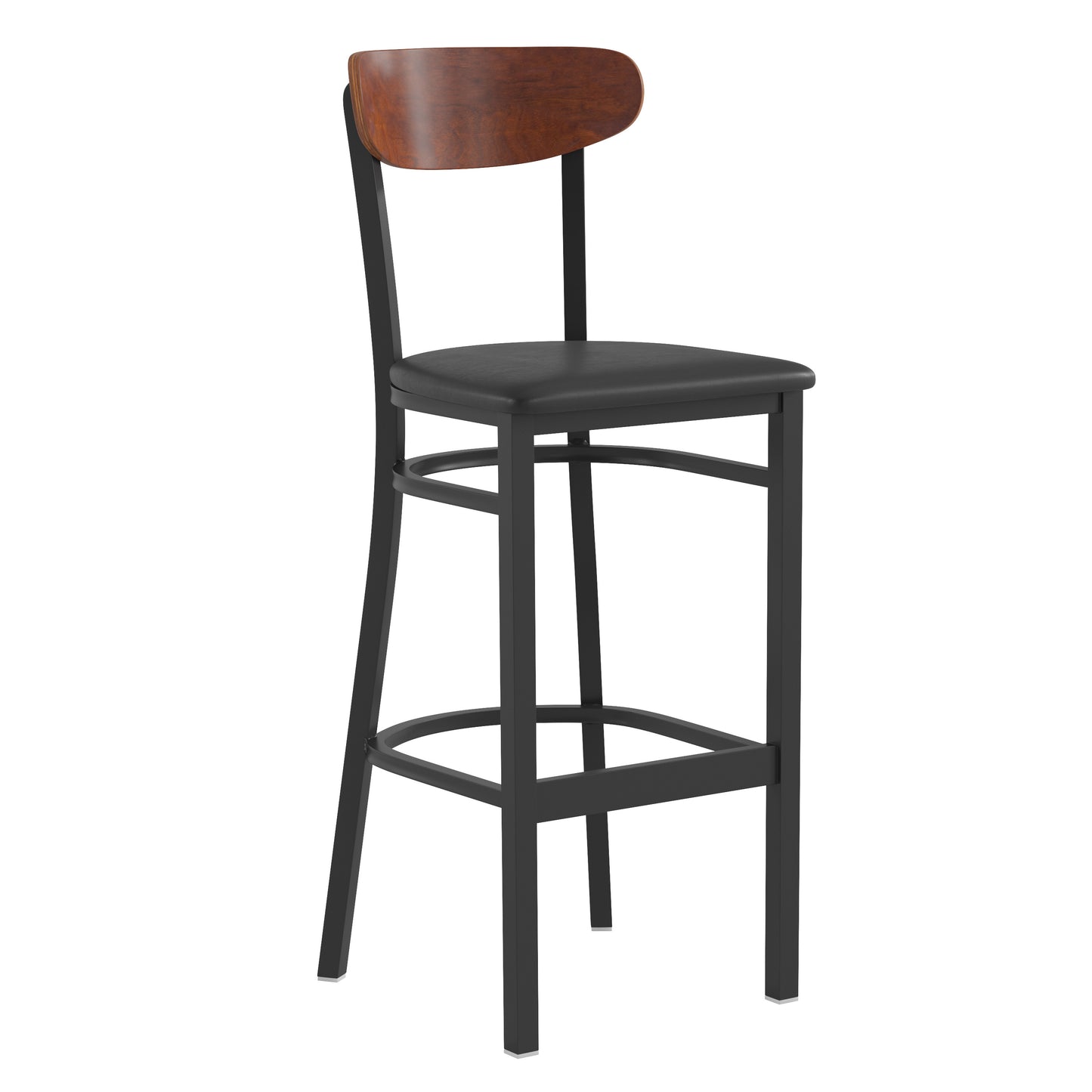 Black Vinyl/Wood Back Barstool XU-DG6V6BV-WAL-GG