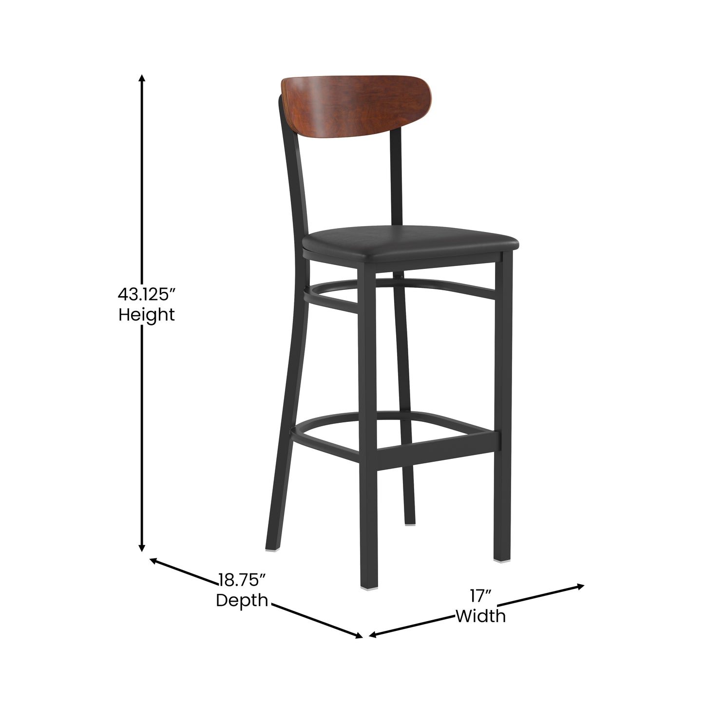 Black Vinyl/Wood Back Barstool XU-DG6V6BV-WAL-GG